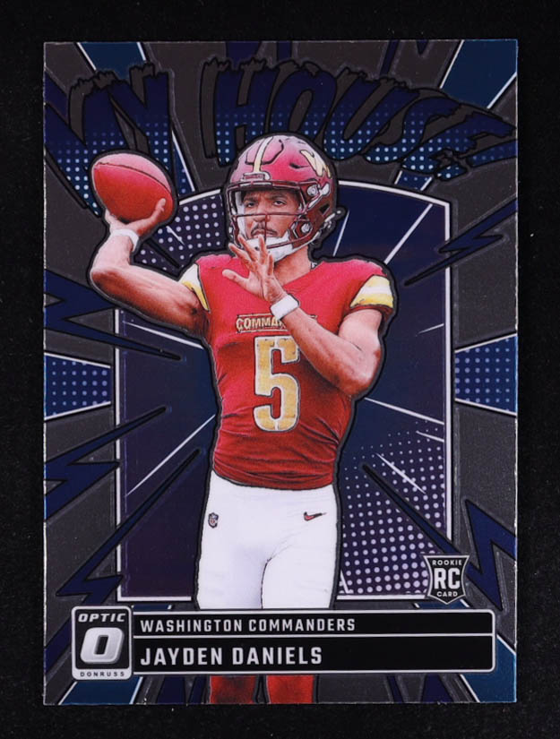 Jayden Daniels 2024 Panini Donruss Optic My House #9 RC at PristineAuction.com Jayden Daniels 2024 Panini Donruss Optic My House #9 RC at PristineAuction.com