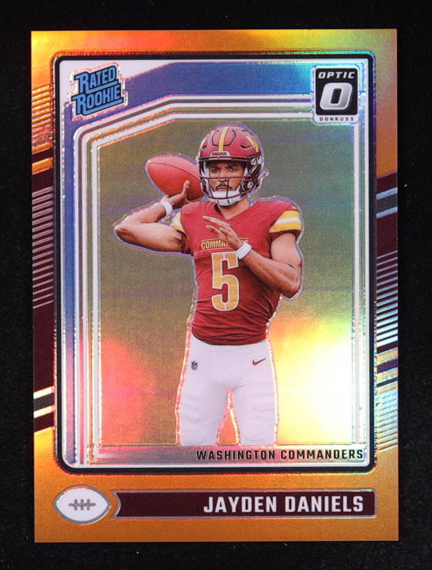 Jayden Daniels 2024 Panini Donruss Optic Prizm RR Orange #248 RC #235/249 at PristineAuction.com Jayden Daniels 2024 Panini Donruss Optic Prizm RR Orange #248 RC #235/249 at PristineAuction.com