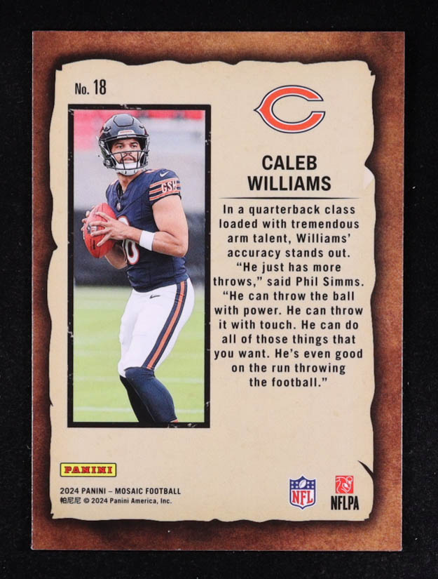 Caleb Williams 2024 Panini Mosaic Notoriety #18 RC at PristineAuction.com Caleb Williams 2024 Panini Mosaic Notoriety #18 RC at PristineAuction.com
