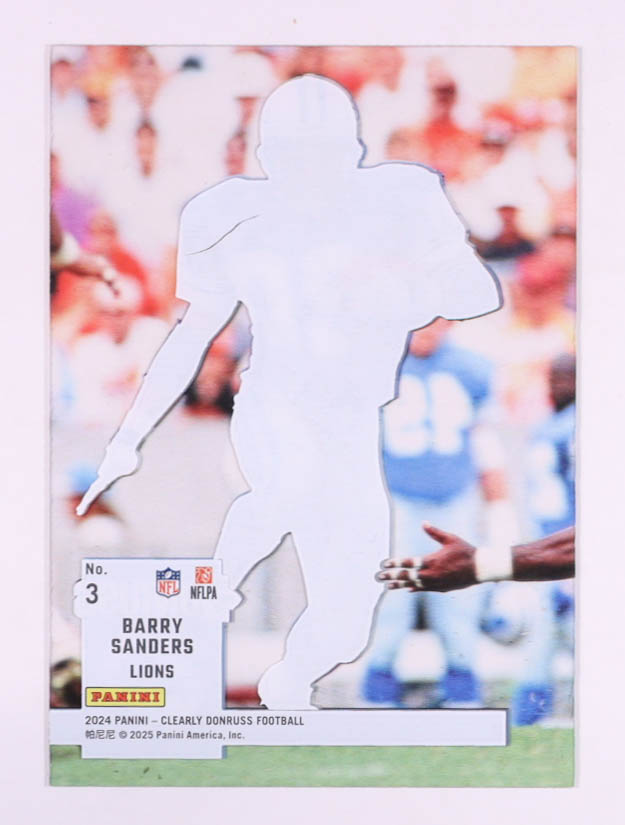 Barry Sanders 2024 Panini Clearly Donruss Throwback #3 at PristineAuction.com Barry Sanders 2024 Panini Clearly Donruss Throwback #3 at PristineAuction.com