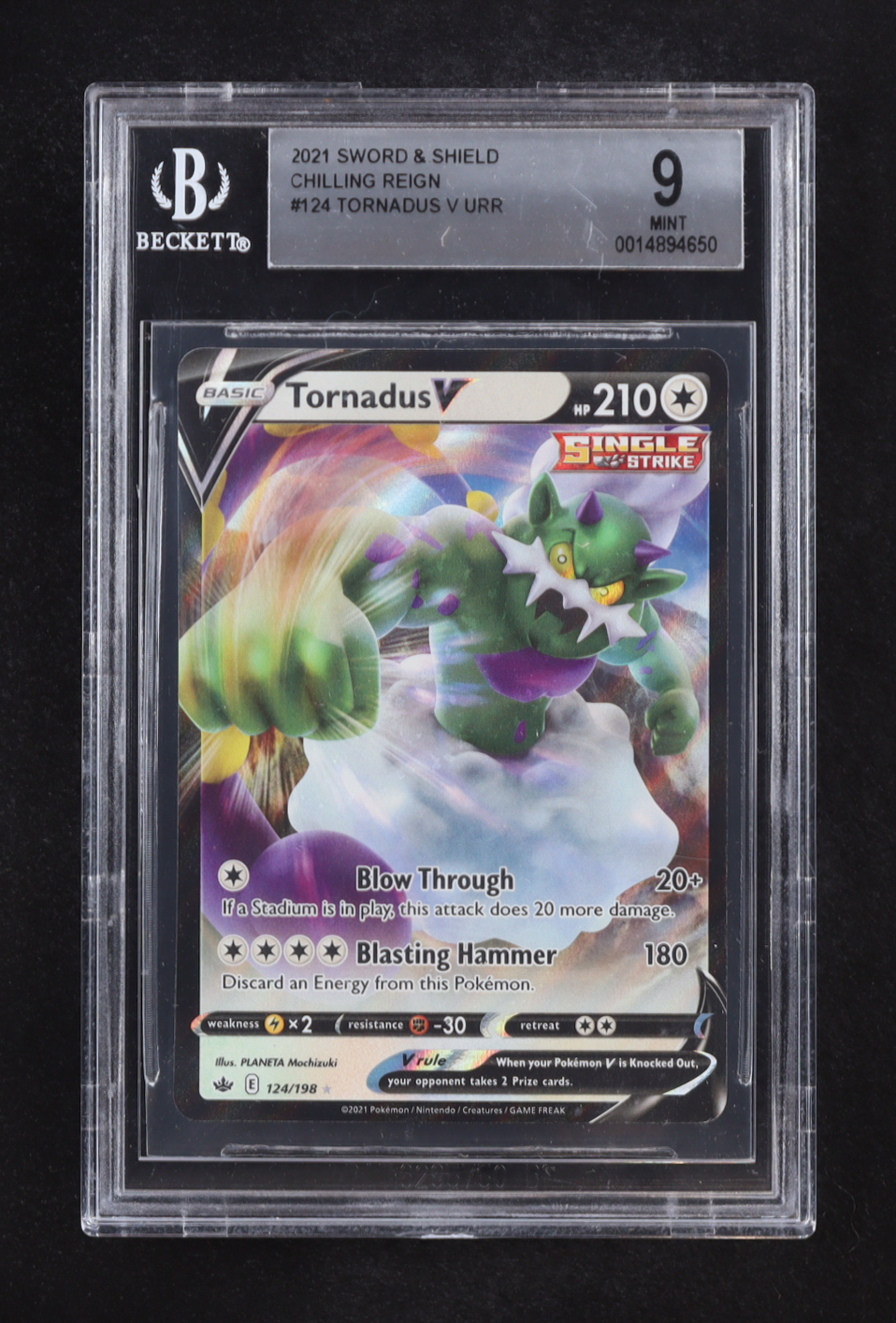 Tornadus V URR 2021 Pokemon Sword and Shield Chilling Reign #124 (BGS 9) at PristineAuction.com Tornadus V URR 2021 Pokemon Sword and Shield Chilling Reign #124 (BGS 9) at PristineAuction.com