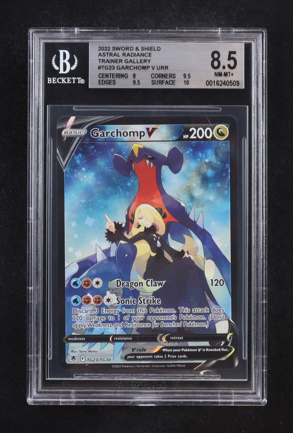 Garchomp V URR 2022 Pokemon Sword and Shield Astral Radiance Trainer Gallery #TG23 (BGS 8.5) at PristineAuction.com Garchomp V URR 2022 Pokemon Sword and Shield Astral Radiance Trainer Gallery #TG23 (BGS 8.5) at PristineAuction.com