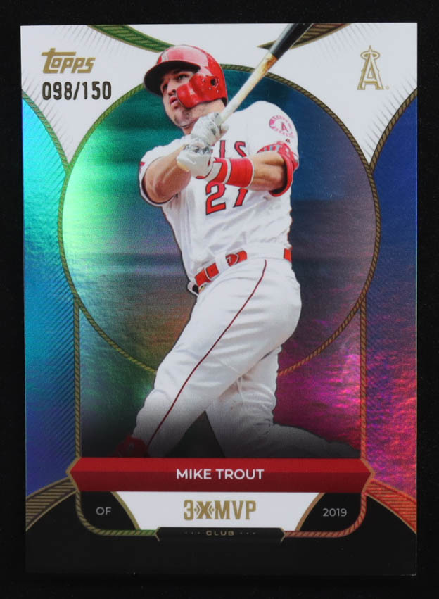 Mike Trout 2025 Topps Welcome to the Club 3X MVP Blue Foil #9 #098/150 at PristineAuction.com Mike Trout 2025 Topps Welcome to the Club 3X MVP Blue Foil #9 #098/150 at PristineAuction.com