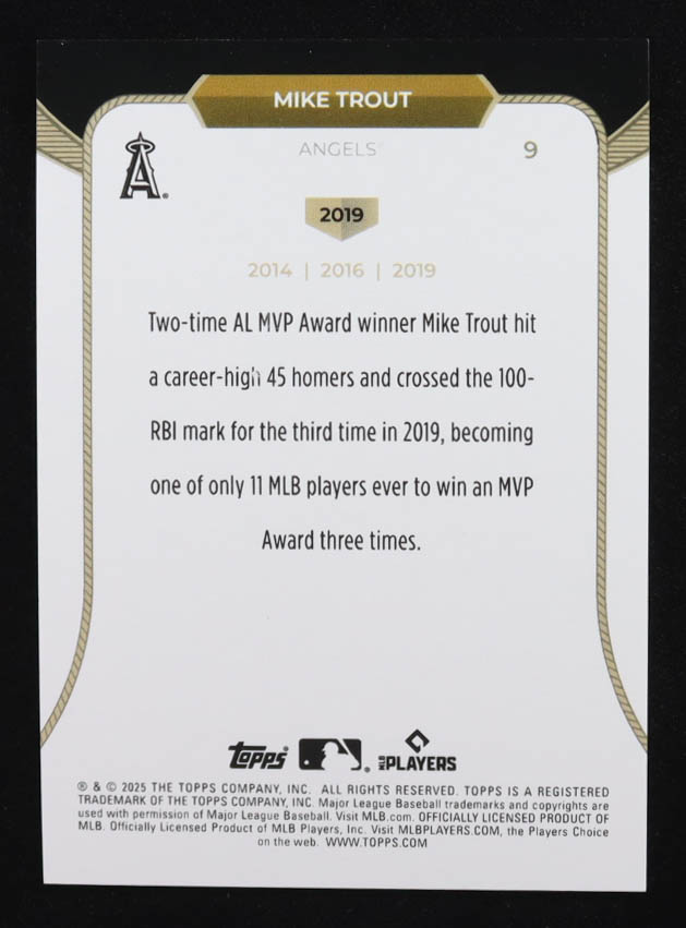 Mike Trout 2025 Topps Welcome to the Club 3X MVP Blue Foil #9 #098/150 at PristineAuction.com Mike Trout 2025 Topps Welcome to the Club 3X MVP Blue Foil #9 #098/150 at PristineAuction.com