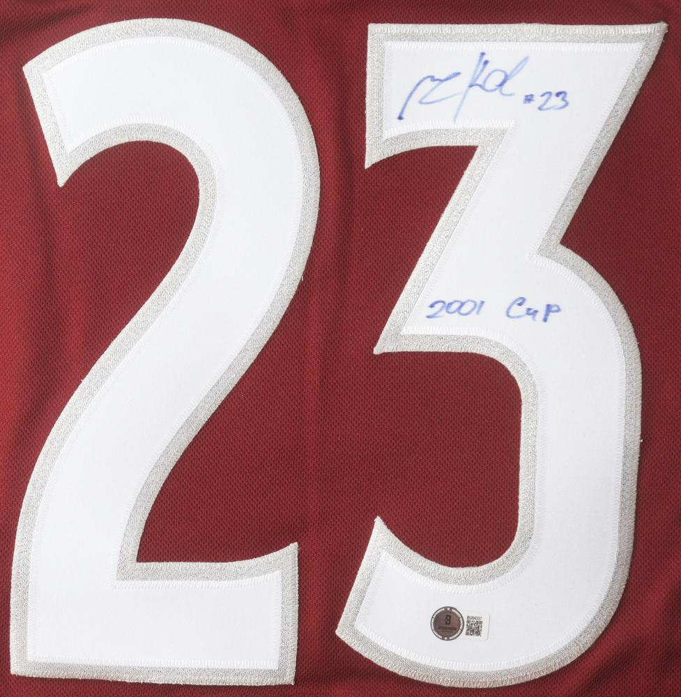 Milan Hejduk Signed Avalanche Adidas Authentic Captain's Jersey Inscribed "2001 Cup" (Beckett) at PristineAuction.com Milan Hejduk Signed Avalanche Adidas Authentic Captain's Jersey Inscribed "2001 Cup" (Beckett) at PristineAuction.com
