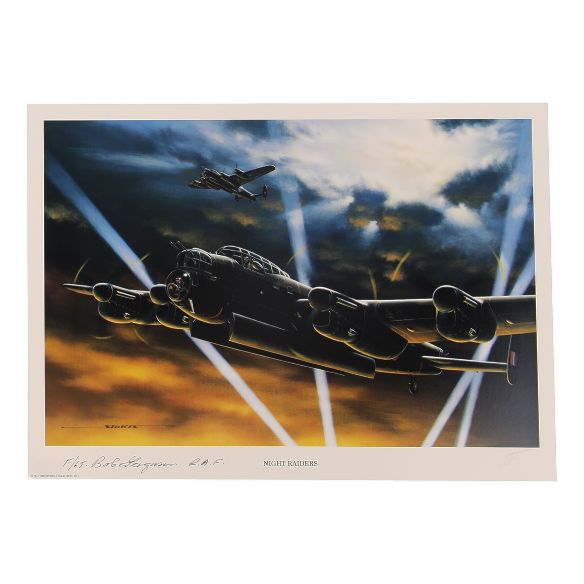 Robert Ferguson Signed Stan Stokes "Night Raiders" Lithograph Inscribed "F/LT" & "R.A.F." (AIV) at PristineAuction.com Robert Ferguson Signed Stan Stokes "Night Raiders" Lithograph Inscribed "F/LT" & "R.A.F." (AIV) at PristineAuction.com