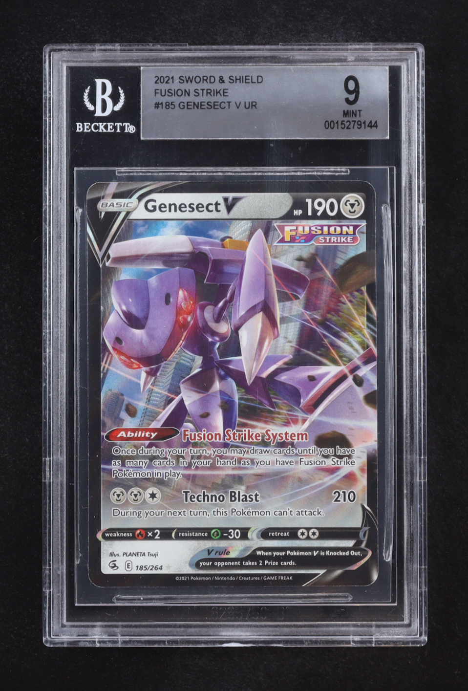 Genesect V UR 2021 Pokemon Sword and Shield Fusion Strike #185 (BGS 9) at PristineAuction.com Genesect V UR 2021 Pokemon Sword and Shield Fusion Strike #185 (BGS 9) at PristineAuction.com