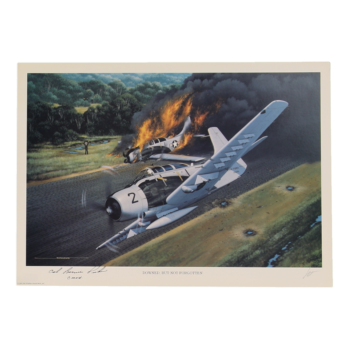 Col. Bernard Fisher Signed Stan Stokes "Downed, But Not Forgotten" Lithograph Inscribed "CMOH" (AIV) at PristineAuction.com Col. Bernard Fisher Signed Stan Stokes "Downed, But Not Forgotten" Lithograph Inscribed "CMOH" (AIV) at PristineAuction.com