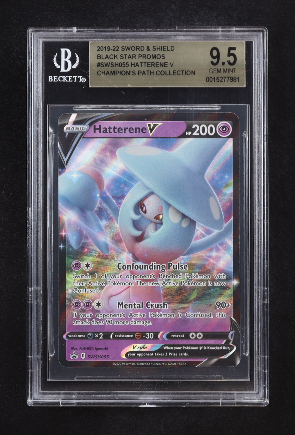 Hatterene V P 2019-22 Pokemon Sword and Shield Black Star Promos #SWSH055 (BGS 9.5) at PristineAuction.com Hatterene V P 2019-22 Pokemon Sword and Shield Black Star Promos #SWSH055 (BGS 9.5) at PristineAuction.com