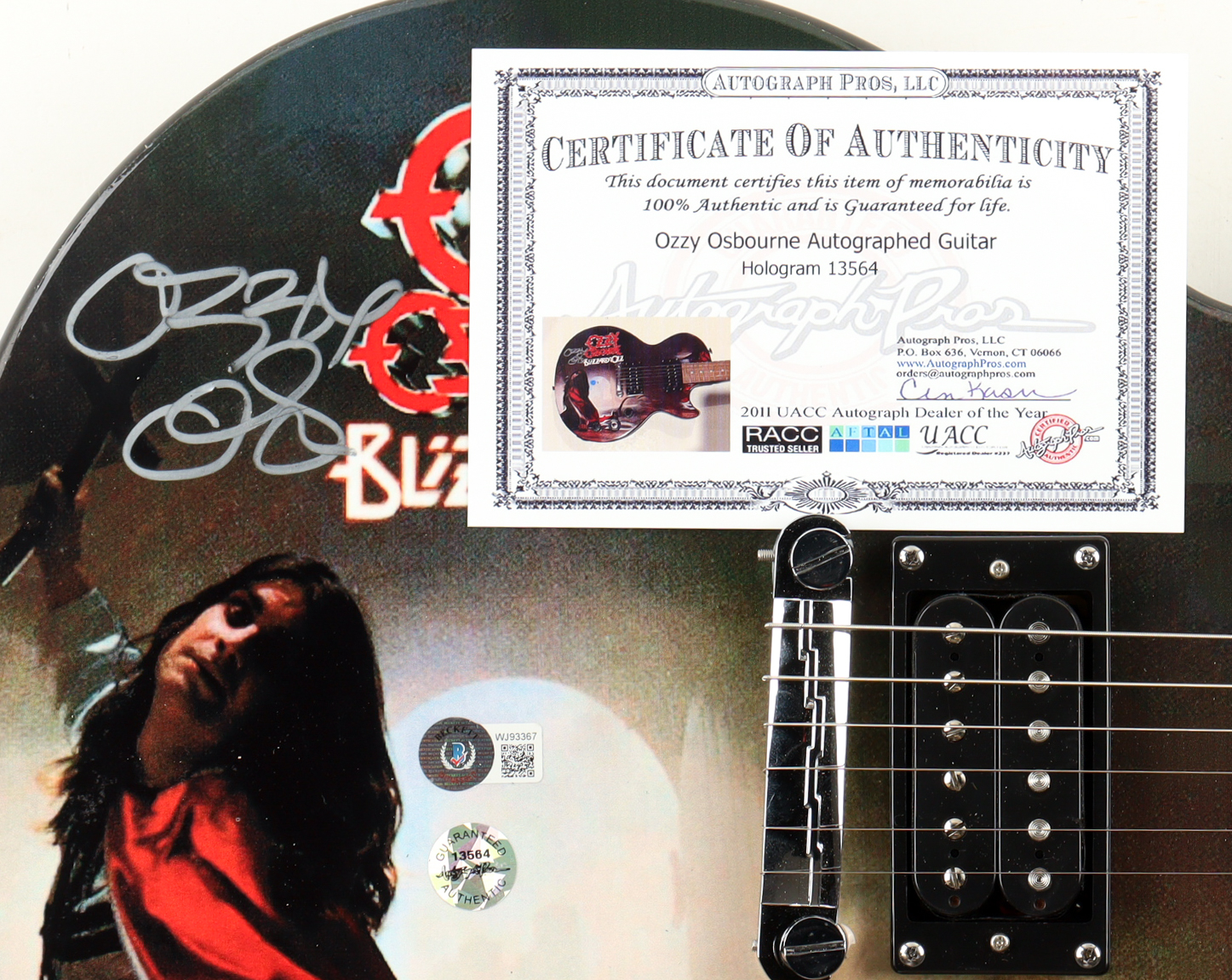 Ozzy Osbourne Signed Custom 39" Electric Guitar (AutographCOA & AutographPros) at PristineAuction.com Ozzy Osbourne Signed Custom 39" Electric Guitar (AutographCOA & AutographPros) at PristineAuction.com