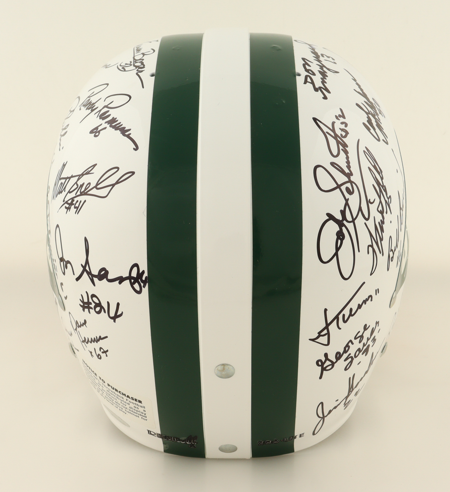 1969 Jets Full Size Helmet Signed By (27) With Joe Namath, Bake Turner, Bill Baird (Steiner) at PristineAuction.com 1969 Jets Full Size Helmet Signed By (27) With Joe Namath, Bake Turner, Bill Baird (Steiner) at PristineAuction.com