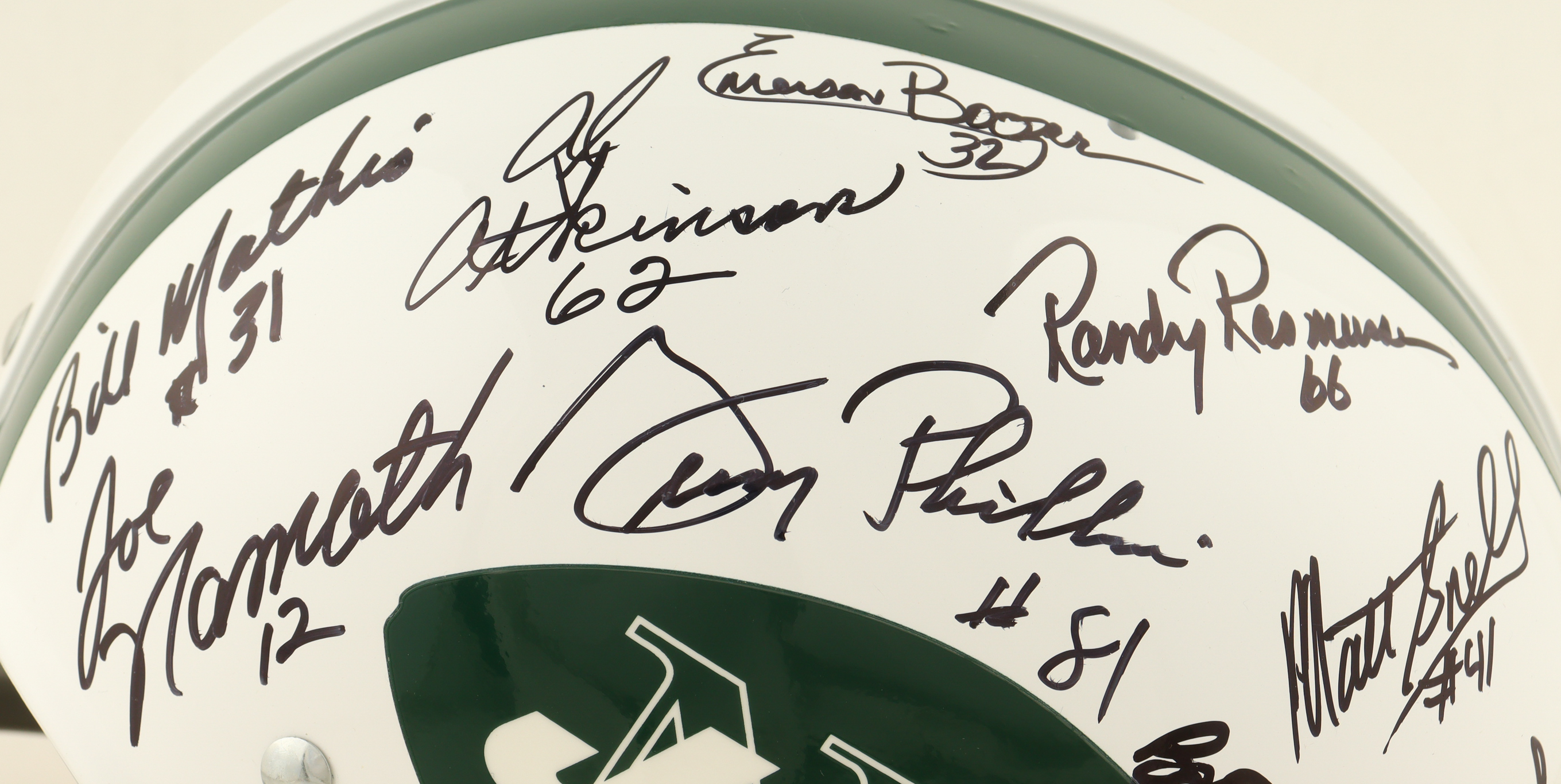 1969 Jets Full Size Helmet Signed By (27) With Joe Namath, Bake Turner, Bill Baird (Steiner) at PristineAuction.com 1969 Jets Full Size Helmet Signed By (27) With Joe Namath, Bake Turner, Bill Baird (Steiner) at PristineAuction.com