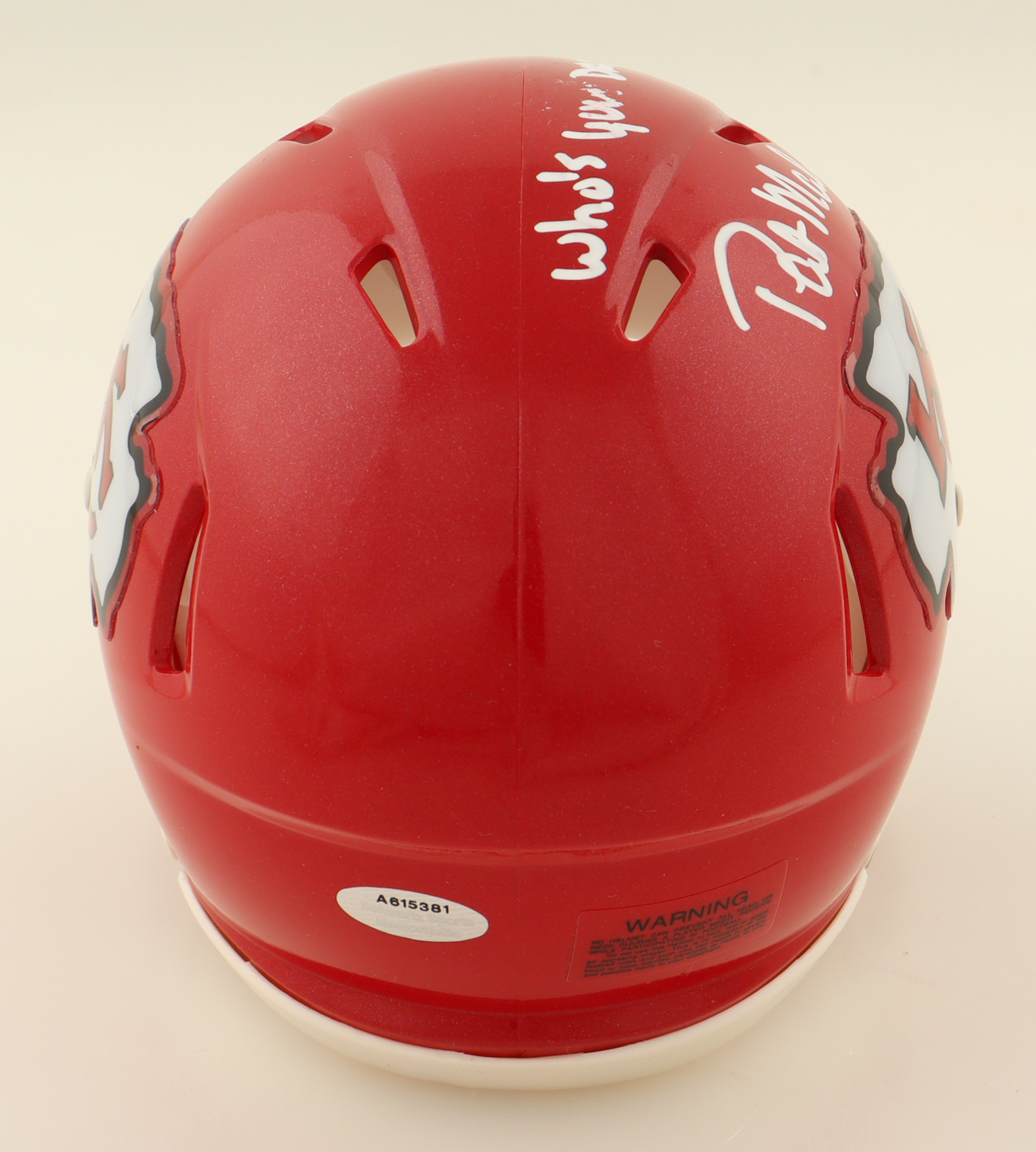 Patrick Mahomes Sr. Signed Chiefs Full-Size Speed Helmet Inscribed "Who's Your Daddy?" (Schwartz) at PristineAuction.com Patrick Mahomes Sr. Signed Chiefs Full-Size Speed Helmet Inscribed "Who's Your Daddy?" (Schwartz) at PristineAuction.com