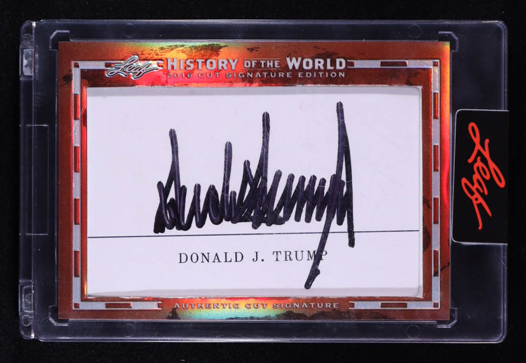 Donald Trump 2016 Leaf History Of The World Cut Signature Edition Bronze Holo #NNO at PristineAuction.com Donald Trump 2016 Leaf History Of The World Cut Signature Edition Bronze Holo #NNO at PristineAuction.com