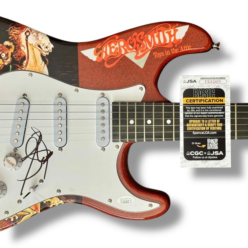Steven Tyler & Joe Perry Signed "Aerosmith" Custom Stratocaster Guitar (JSA) at PristineAuction.com Steven Tyler & Joe Perry Signed "Aerosmith" Custom Stratocaster Guitar (JSA) at PristineAuction.com