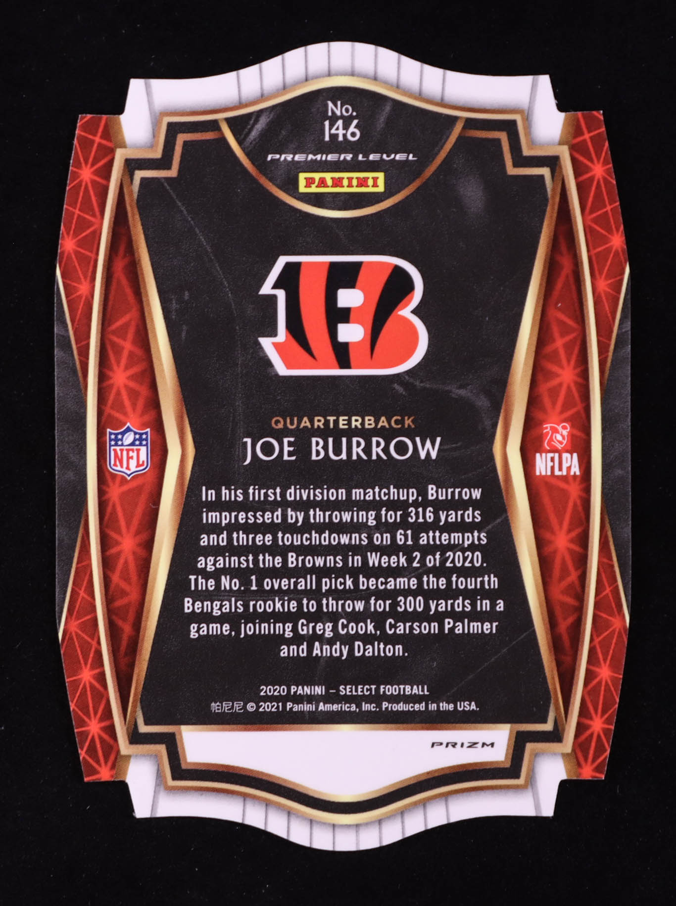 Joe Burrow 2020 Select Prizm Light Blue Die Cut #146 RC at PristineAuction.com Joe Burrow 2020 Select Prizm Light Blue Die Cut #146 RC at PristineAuction.com