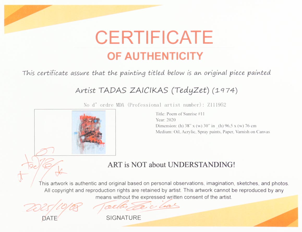 "Poem of Sunrise #11" 2020 30x38 Original Painting on Canvas by Tadas Zaicikas | TedyZet (Zaicikas) at PristineAuction.com "Poem of Sunrise #11" 2020 30x38 Original Painting on Canvas by Tadas Zaicikas | TedyZet (Zaicikas) at PristineAuction.com