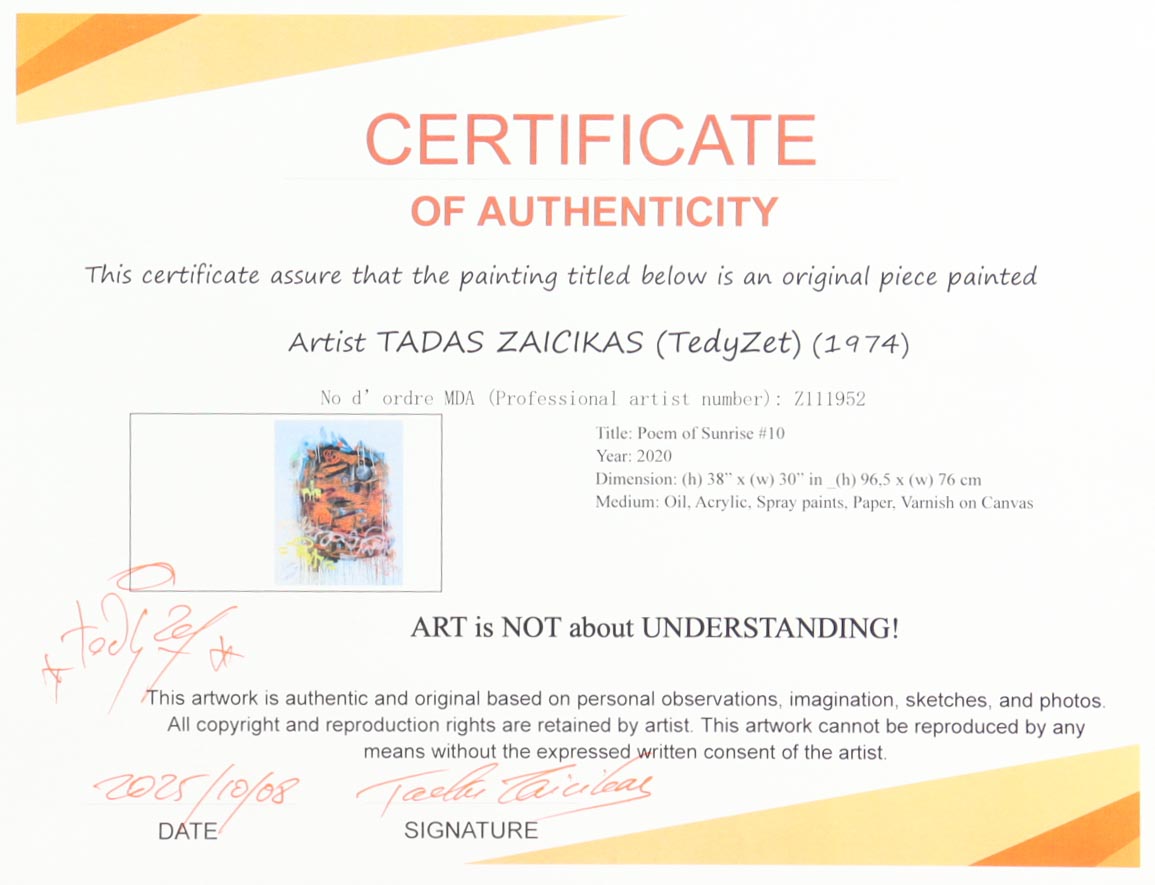 "Poem of Sunrise #10" 2020 30x38 Original Painting on Canvas by Tadas Zaicikas | TedyZet (Zaicikas) at PristineAuction.com "Poem of Sunrise #10" 2020 30x38 Original Painting on Canvas by Tadas Zaicikas | TedyZet (Zaicikas) at PristineAuction.com