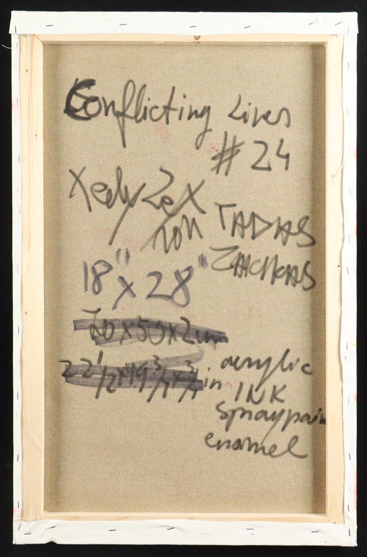 "Conflicting Lines #24" 2021 18x28 Original Painting on Canvas by Tadas Zaicikas | TedyZet (Zaicikas) at PristineAuction.com "Conflicting Lines #24" 2021 18x28 Original Painting on Canvas by Tadas Zaicikas | TedyZet (Zaicikas) at PristineAuction.com