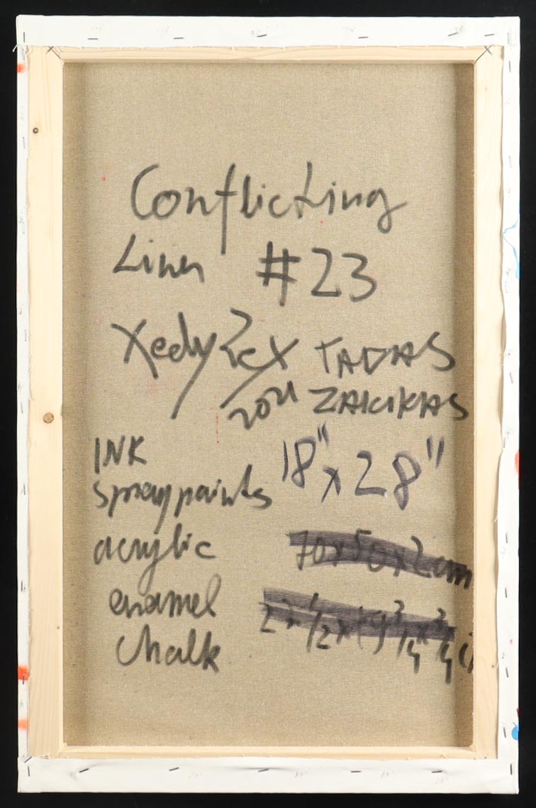 "Conflicting Lines #23" 2021 18x28 Original Painting on Canvas by Tadas Zaicikas | TedyZet (Zaicikas) at PristineAuction.com "Conflicting Lines #23" 2021 18x28 Original Painting on Canvas by Tadas Zaicikas | TedyZet (Zaicikas) at PristineAuction.com