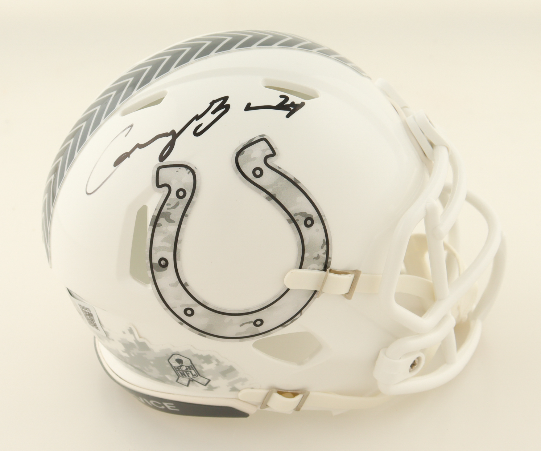 Camryn Bynum Signed Colts Salute To Service Alternate Speed Mini Helmet (Beckett) at PristineAuction.com Camryn Bynum Signed Colts Salute To Service Alternate Speed Mini Helmet (Beckett) at PristineAuction.com