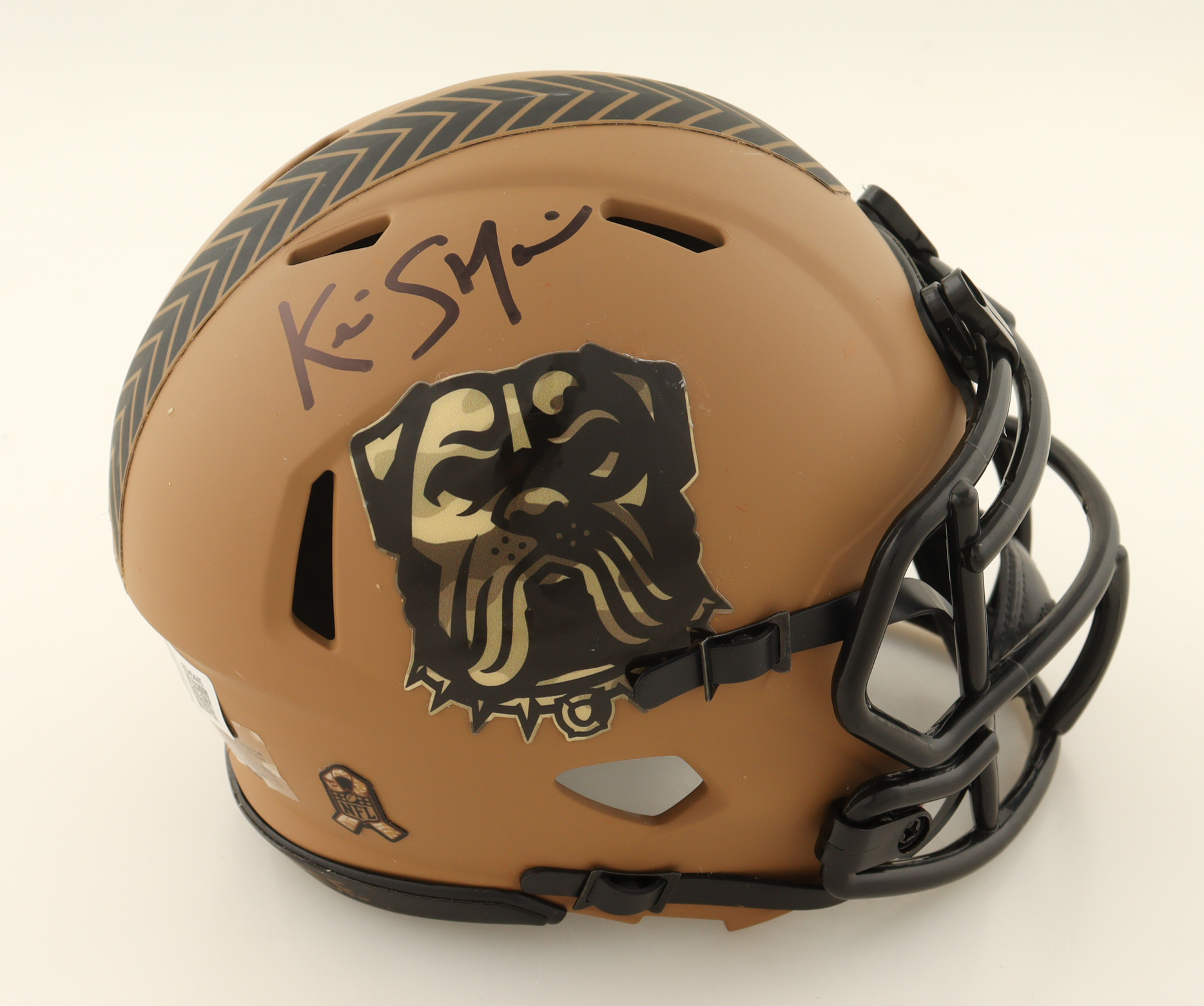 Kevin Stefanski Signed Browns Salute To Service Alternate Speed Mini Helmet (Beckett) at PristineAuction.com Kevin Stefanski Signed Browns Salute To Service Alternate Speed Mini Helmet (Beckett) at PristineAuction.com