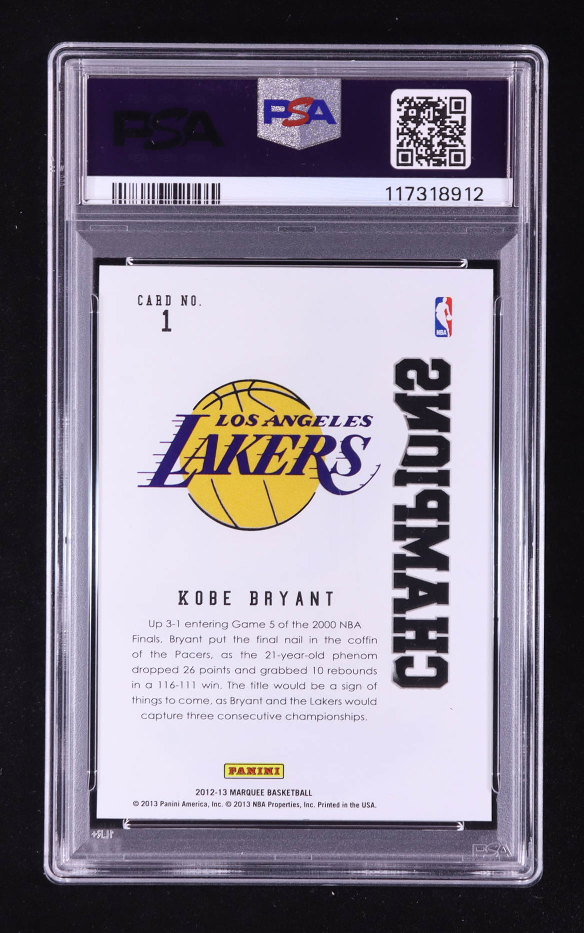 Kobe Bryant 2012-13 Panini Marquee Champions #1 (PSA 10) at PristineAuction.com Kobe Bryant 2012-13 Panini Marquee Champions #1 (PSA 10) at PristineAuction.com