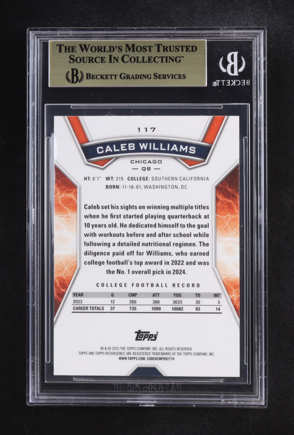 Caleb Williams 2024 Topps Resurgence #117 RC (BGS 9.5) at PristineAuction.com Caleb Williams 2024 Topps Resurgence #117 RC (BGS 9.5) at PristineAuction.com