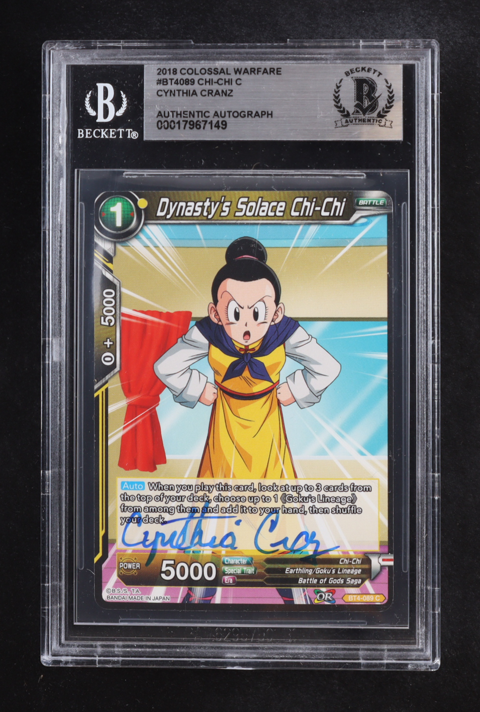 Cynthia Cranz Signed 2018 Colossal Warfare Chi-Chi C #BT4089 (BGS) at PristineAuction.com Cynthia Cranz Signed 2018 Colossal Warfare Chi-Chi C #BT4089 (BGS) at PristineAuction.com
