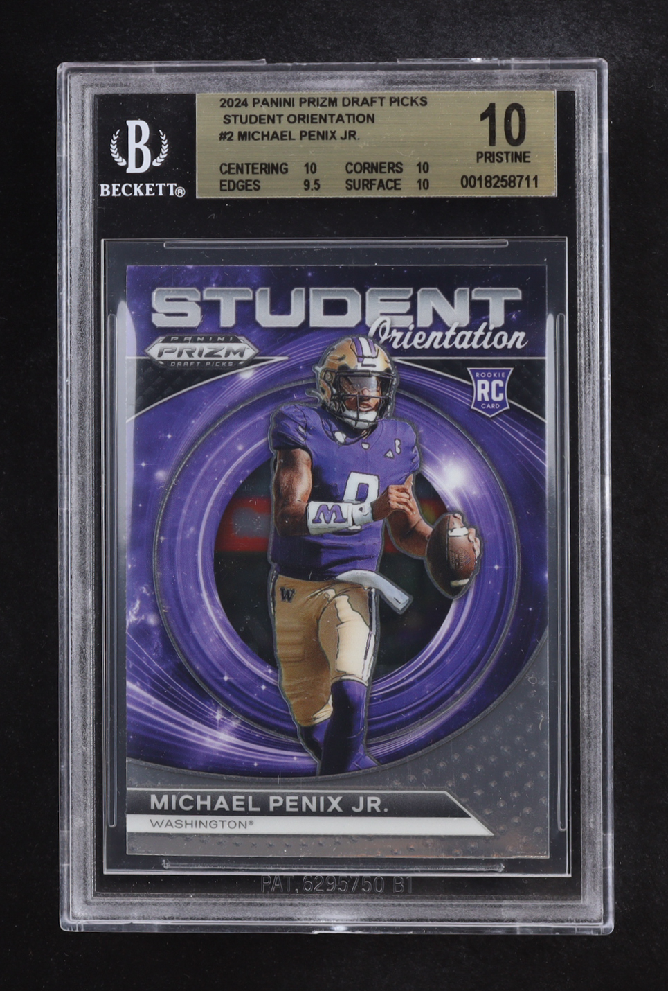 Michael Penix Jr. 2024 Panini Prizm Draft Picks Student Orientation #2 RC (BGS 10) at PristineAuction.com Michael Penix Jr. 2024 Panini Prizm Draft Picks Student Orientation #2 RC (BGS 10) at PristineAuction.com