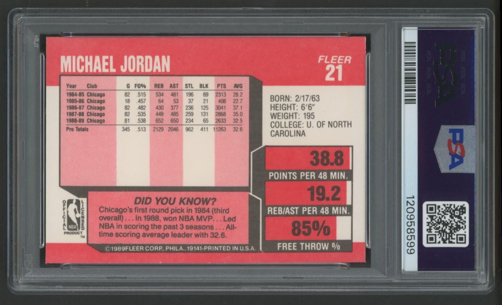 Michael Jordan 1989-90 Fleer #21 (PSA 8) at PristineAuction.com Michael Jordan 1989-90 Fleer #21 (PSA 8) at PristineAuction.com