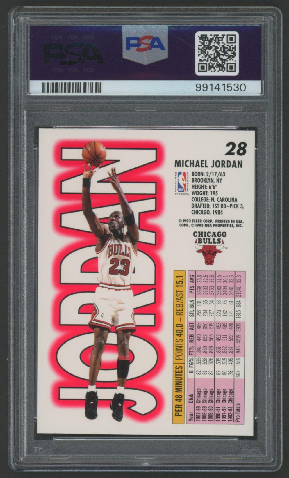 Michael Jordan 1993 Fleer #28 (PSA 9) at PristineAuction.com Michael Jordan 1993 Fleer #28 (PSA 9) at PristineAuction.com