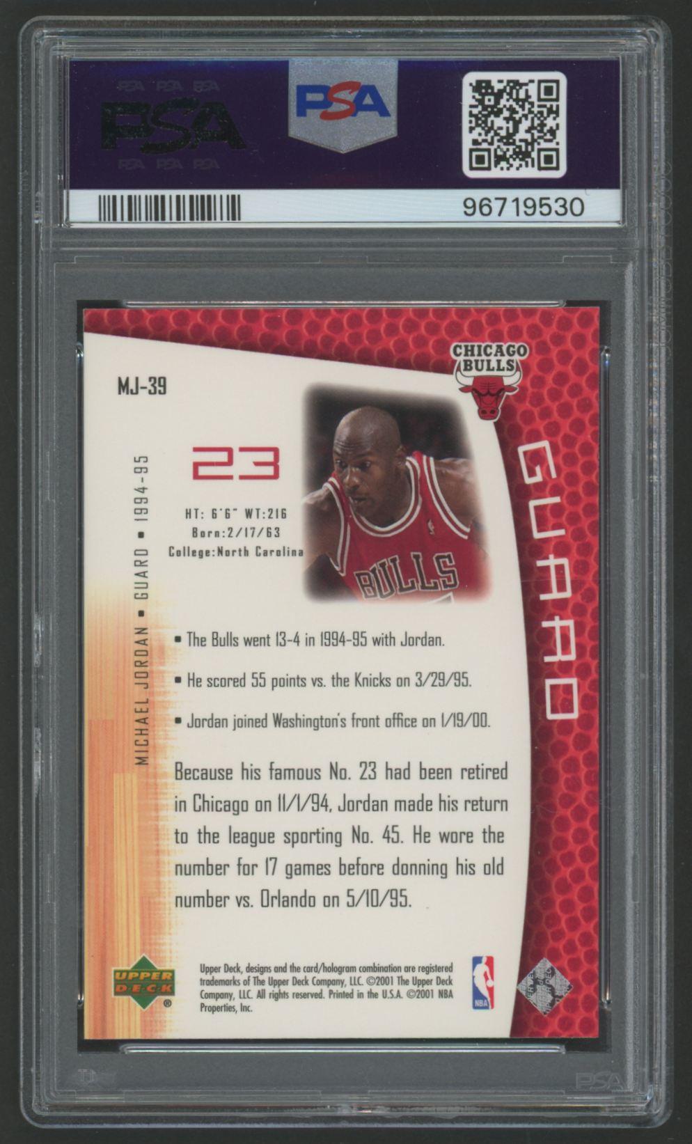 Michael Jordan 2001 Upper Deck MJ's Back #39 (PSA 9) at PristineAuction.com Michael Jordan 2001 Upper Deck MJ's Back #39 (PSA 9) at PristineAuction.com
