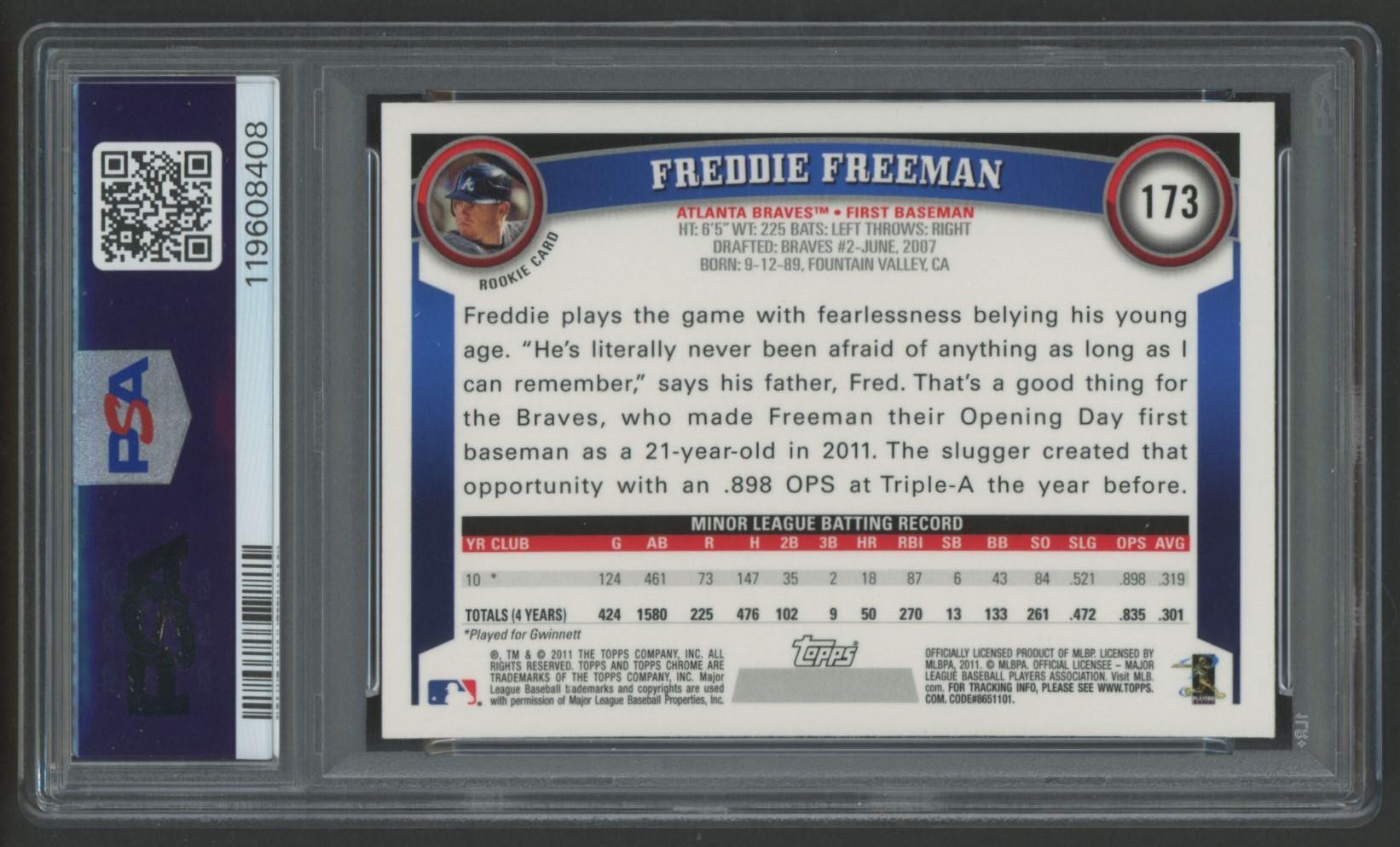 Freddie Freeman 2011 Topps Chrome #173 (PSA 9) at PristineAuction.com Freddie Freeman 2011 Topps Chrome #173 (PSA 9) at PristineAuction.com