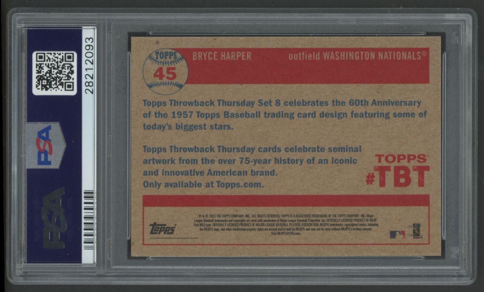 Bryce Harper 2017 Topps TBT White Border #45 (PSA 10) at PristineAuction.com Bryce Harper 2017 Topps TBT White Border #45 (PSA 10) at PristineAuction.com