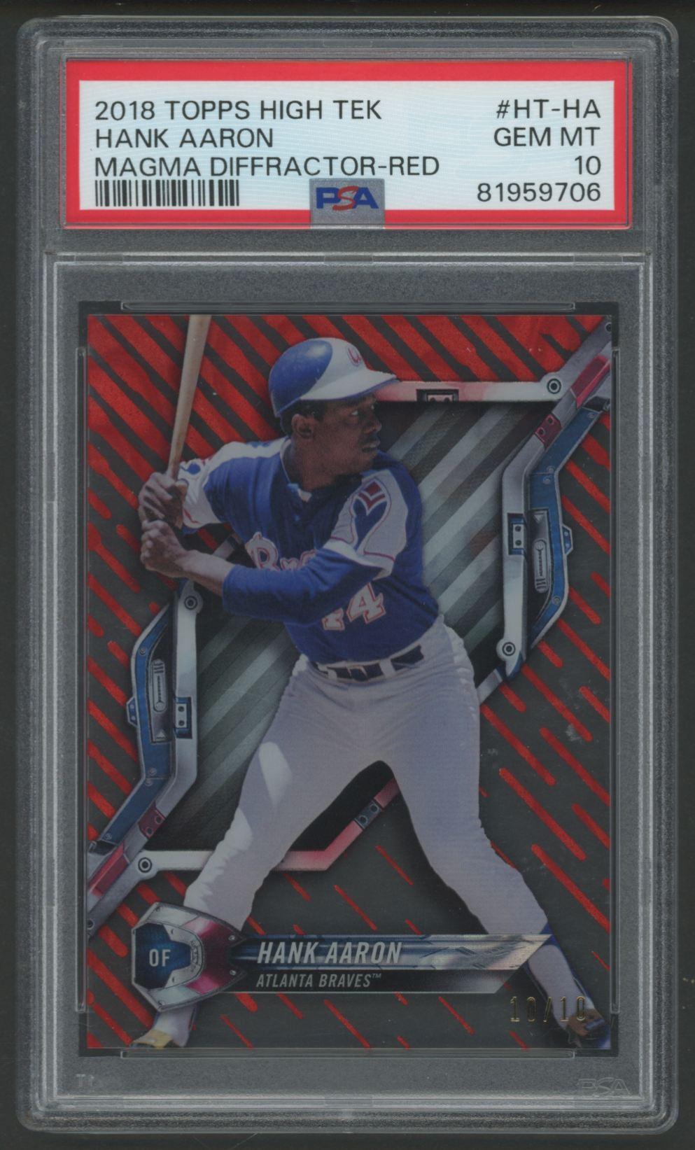 Hank Aaron 2018 Topps High Tek Magma Diffractor Red #HTHA #10/10 (PSA 10) at PristineAuction.com Hank Aaron 2018 Topps High Tek Magma Diffractor Red #HTHA #10/10 (PSA 10) at PristineAuction.com