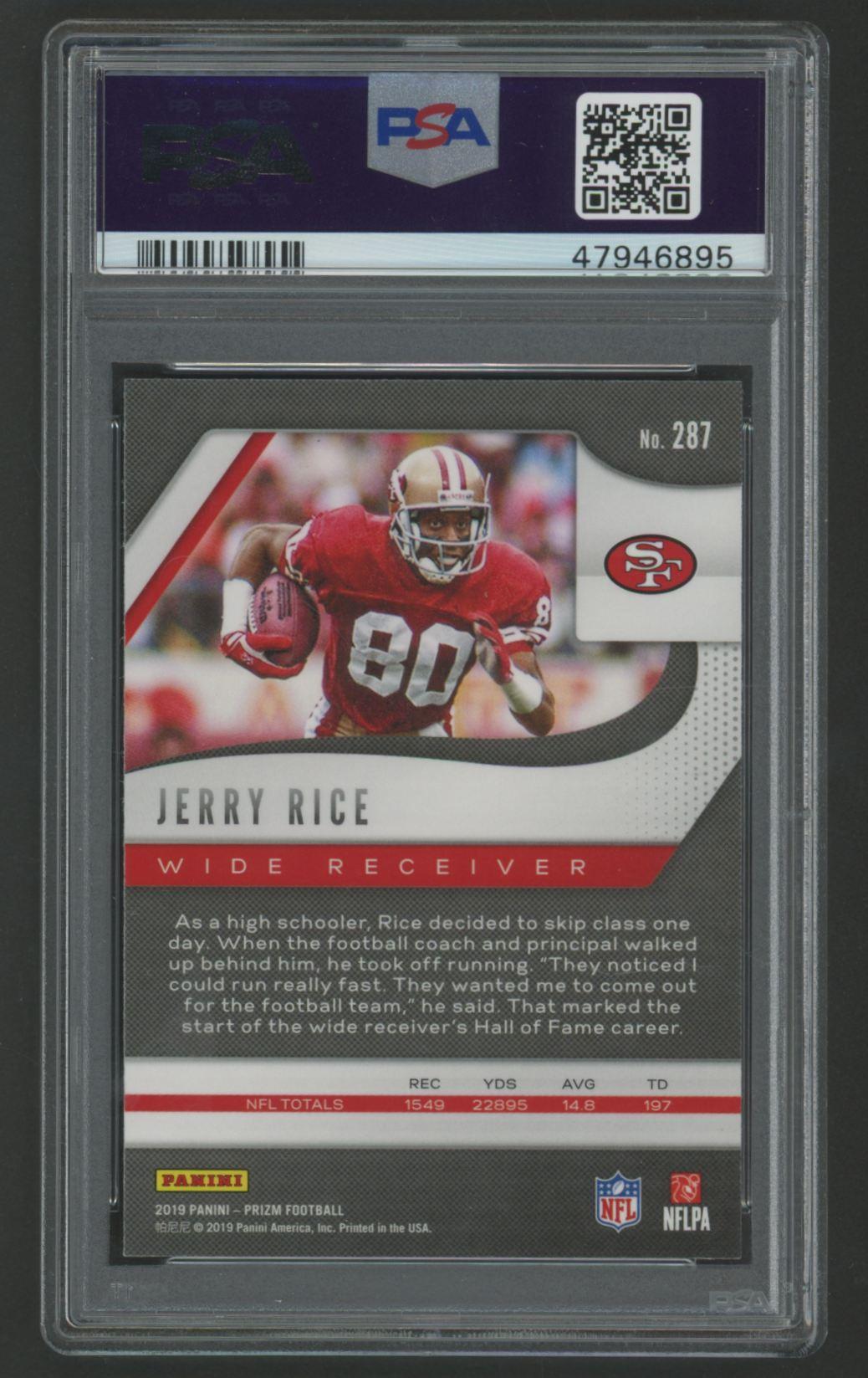Jerry Rice 2019 Panini Prizm #287 (PSA 10) at PristineAuction.com Jerry Rice 2019 Panini Prizm #287 (PSA 10) at PristineAuction.com