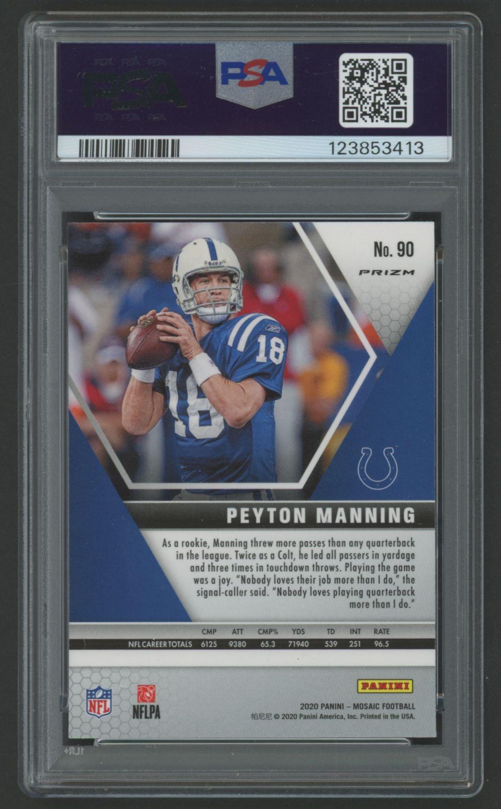 Peyton Manning 2020 Mosaic Mosaic Green #90 (PSA 10) at PristineAuction.com Peyton Manning 2020 Mosaic Mosaic Green #90 (PSA 10) at PristineAuction.com