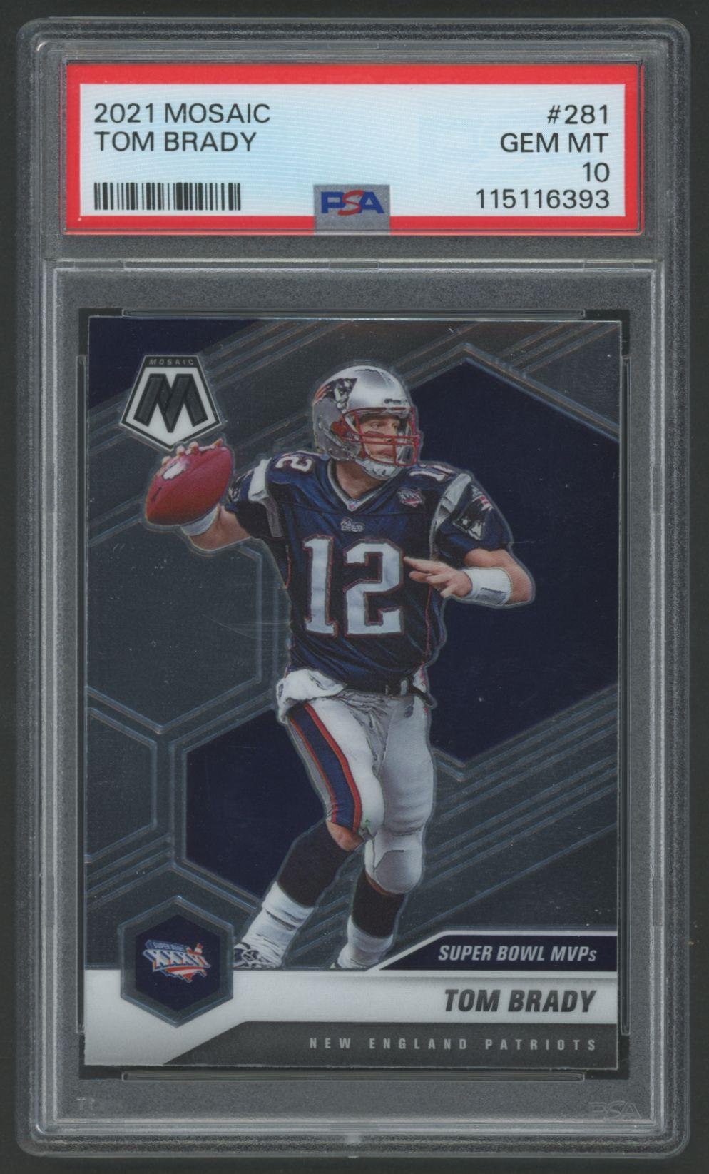 Tom Brady 2021 Panini Mosaic #281 (PSA 10) at PristineAuction.com Tom Brady 2021 Panini Mosaic #281 (PSA 10) at PristineAuction.com