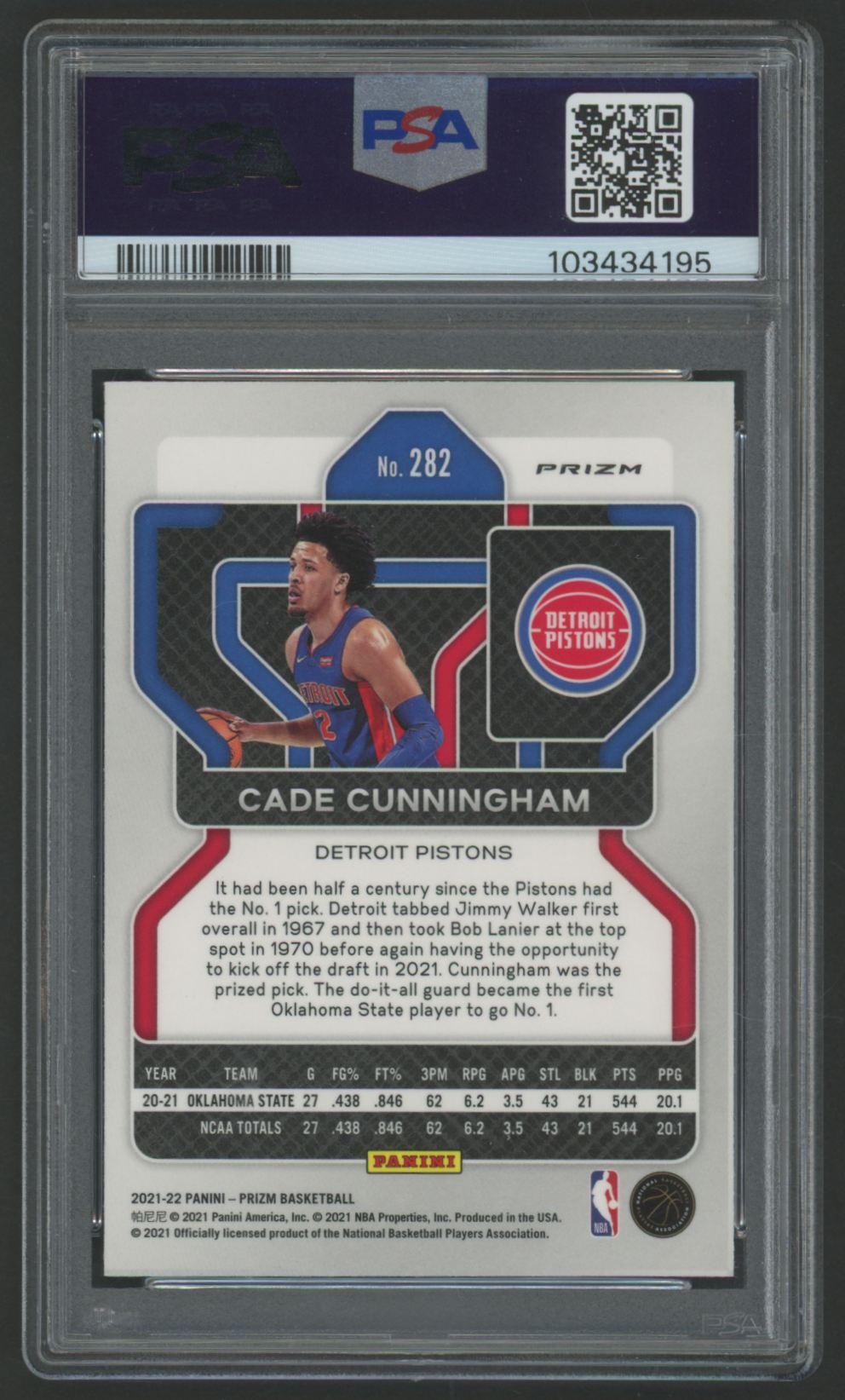 Cade Cunningham 2021 Panini Prizm Red White Blue #282 RC (PSA 9) at PristineAuction.com Cade Cunningham 2021 Panini Prizm Red White Blue #282 RC (PSA 9) at PristineAuction.com