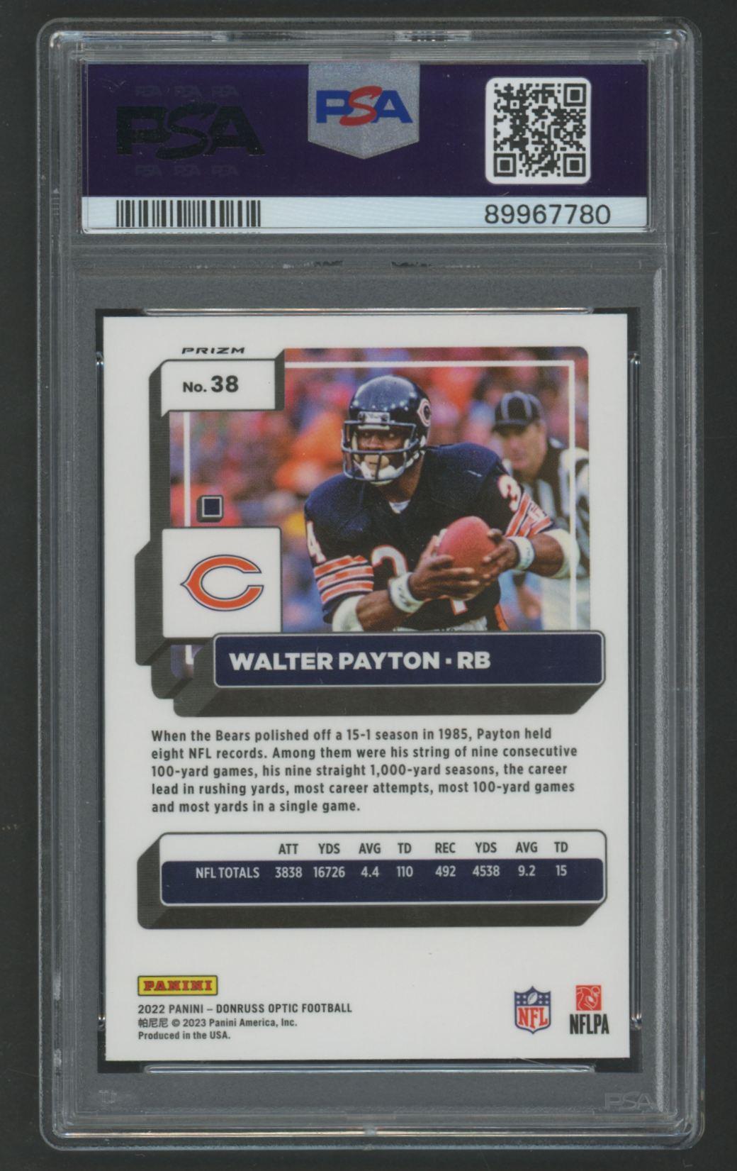 Walter Payton 2022 Donruss Optic Holo #38 (PSA 9) at PristineAuction.com Walter Payton 2022 Donruss Optic Holo #38 (PSA 9) at PristineAuction.com