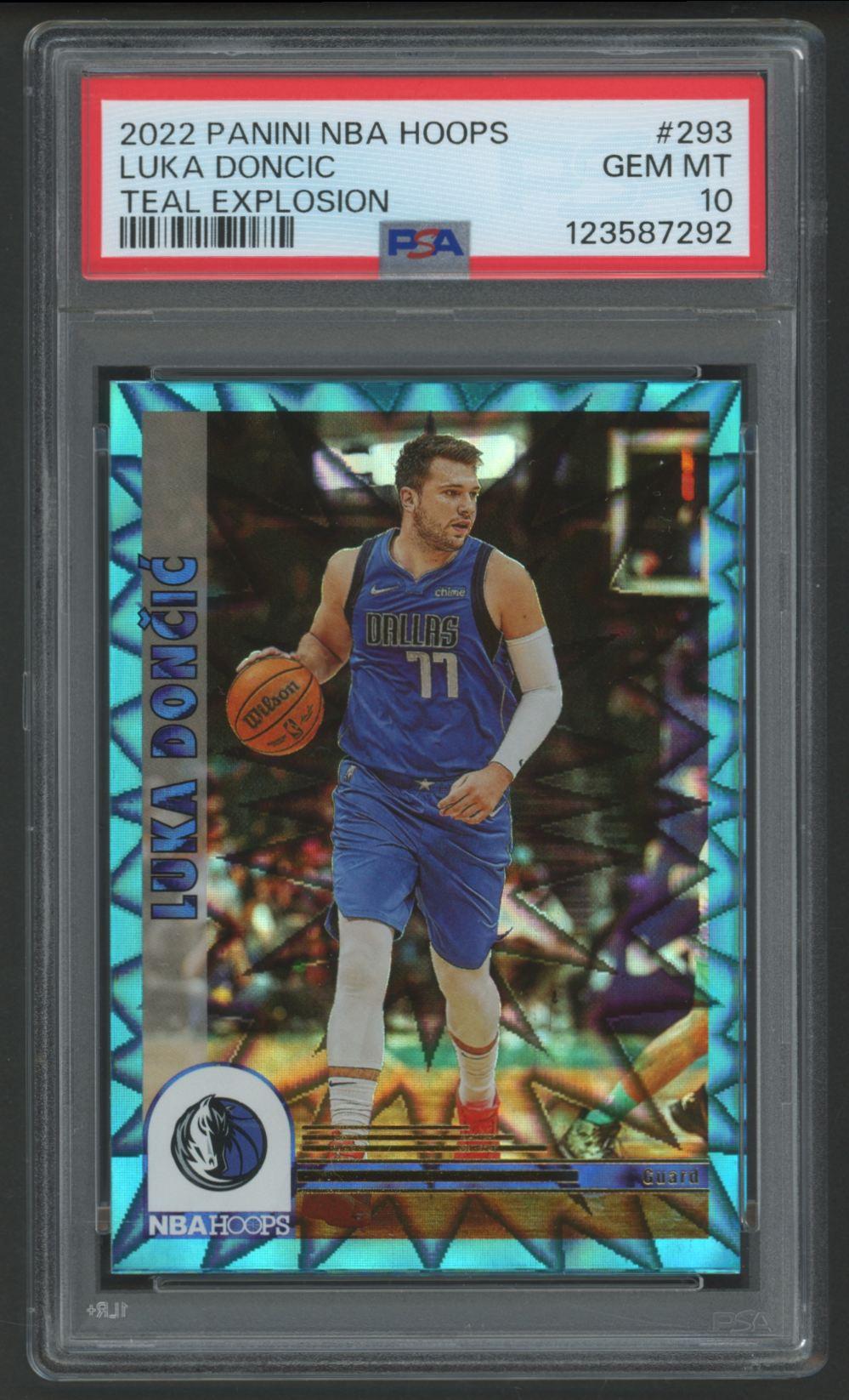 Luka Doncic 2022 Hoops Teal Explosion #293 (PSA 10) at PristineAuction.com Luka Doncic 2022 Hoops Teal Explosion #293 (PSA 10) at PristineAuction.com