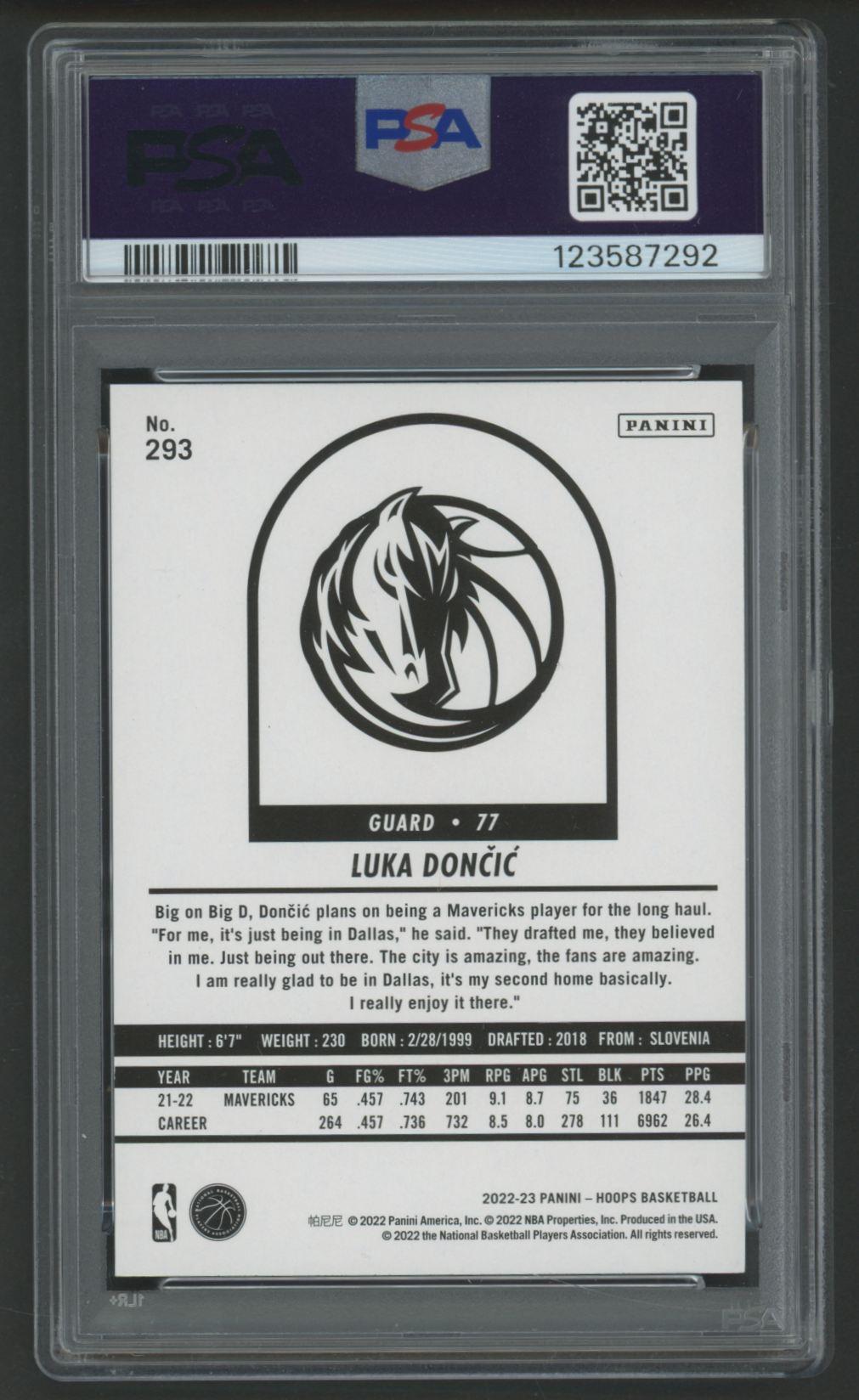 Luka Doncic 2022 Hoops Teal Explosion #293 (PSA 10) at PristineAuction.com Luka Doncic 2022 Hoops Teal Explosion #293 (PSA 10) at PristineAuction.com