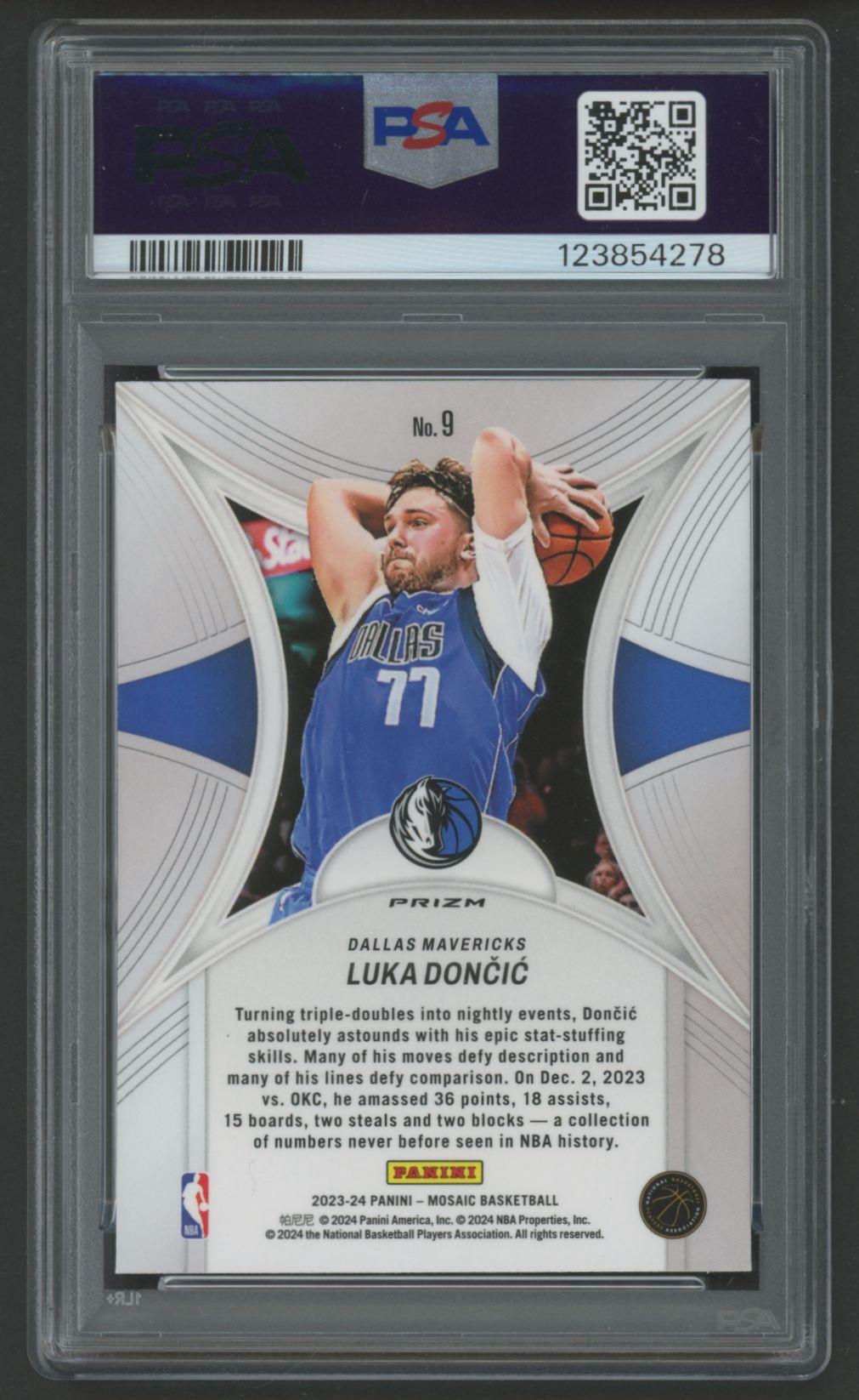 Luka Doncic 2023 Mosaic Epic Performers Green #9 (PSA 10) at PristineAuction.com Luka Doncic 2023 Mosaic Epic Performers Green #9 (PSA 10) at PristineAuction.com