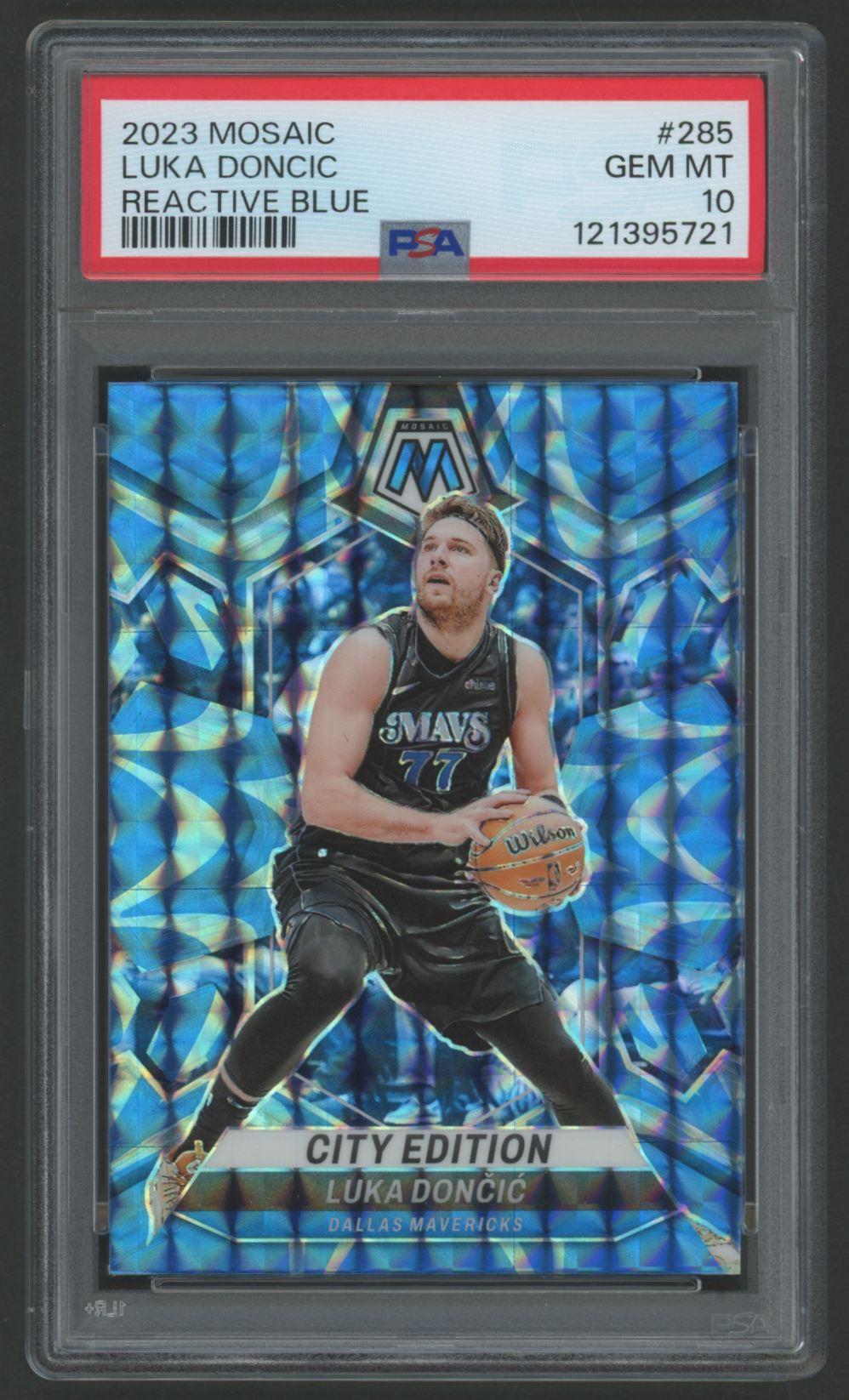 Luka Doncic 2023 Mosaic Reactive Blue #285 (PSA 10) at PristineAuction.com Luka Doncic 2023 Mosaic Reactive Blue #285 (PSA 10) at PristineAuction.com