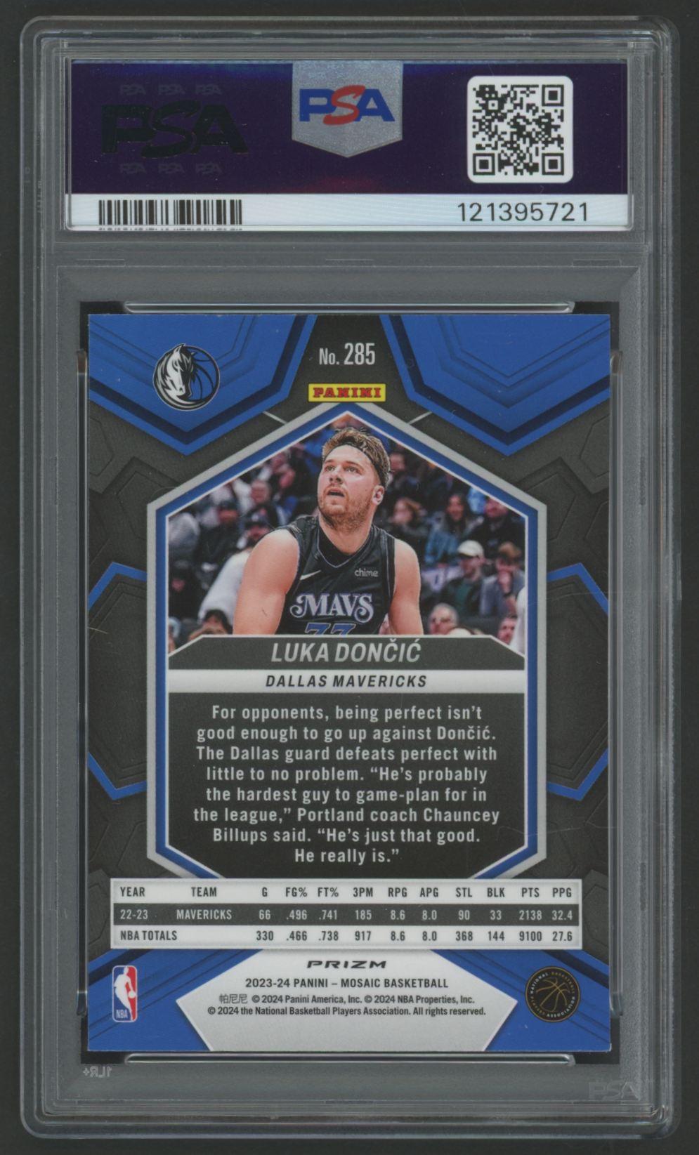 Luka Doncic 2023 Mosaic Reactive Blue #285 (PSA 10) at PristineAuction.com Luka Doncic 2023 Mosaic Reactive Blue #285 (PSA 10) at PristineAuction.com