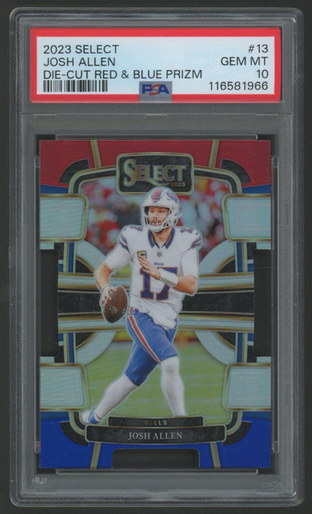 Josh Allen 2023 Select Die-Cut Red & Blue Prizm #13 (PSA 10) at PristineAuction.com Josh Allen 2023 Select Die-Cut Red & Blue Prizm #13 (PSA 10) at PristineAuction.com