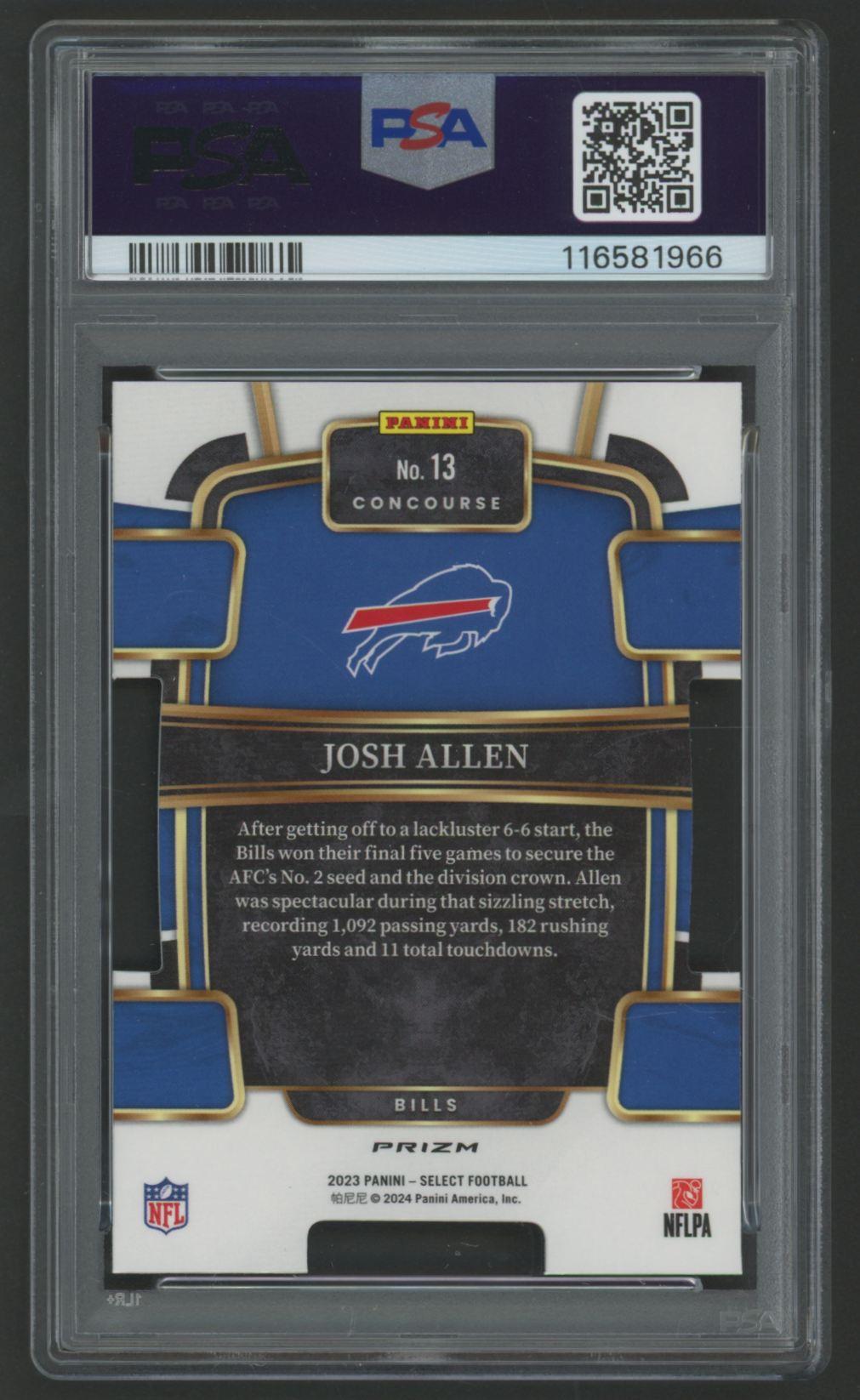 Josh Allen 2023 Select Die-Cut Red & Blue Prizm #13 (PSA 10) at PristineAuction.com Josh Allen 2023 Select Die-Cut Red & Blue Prizm #13 (PSA 10) at PristineAuction.com
