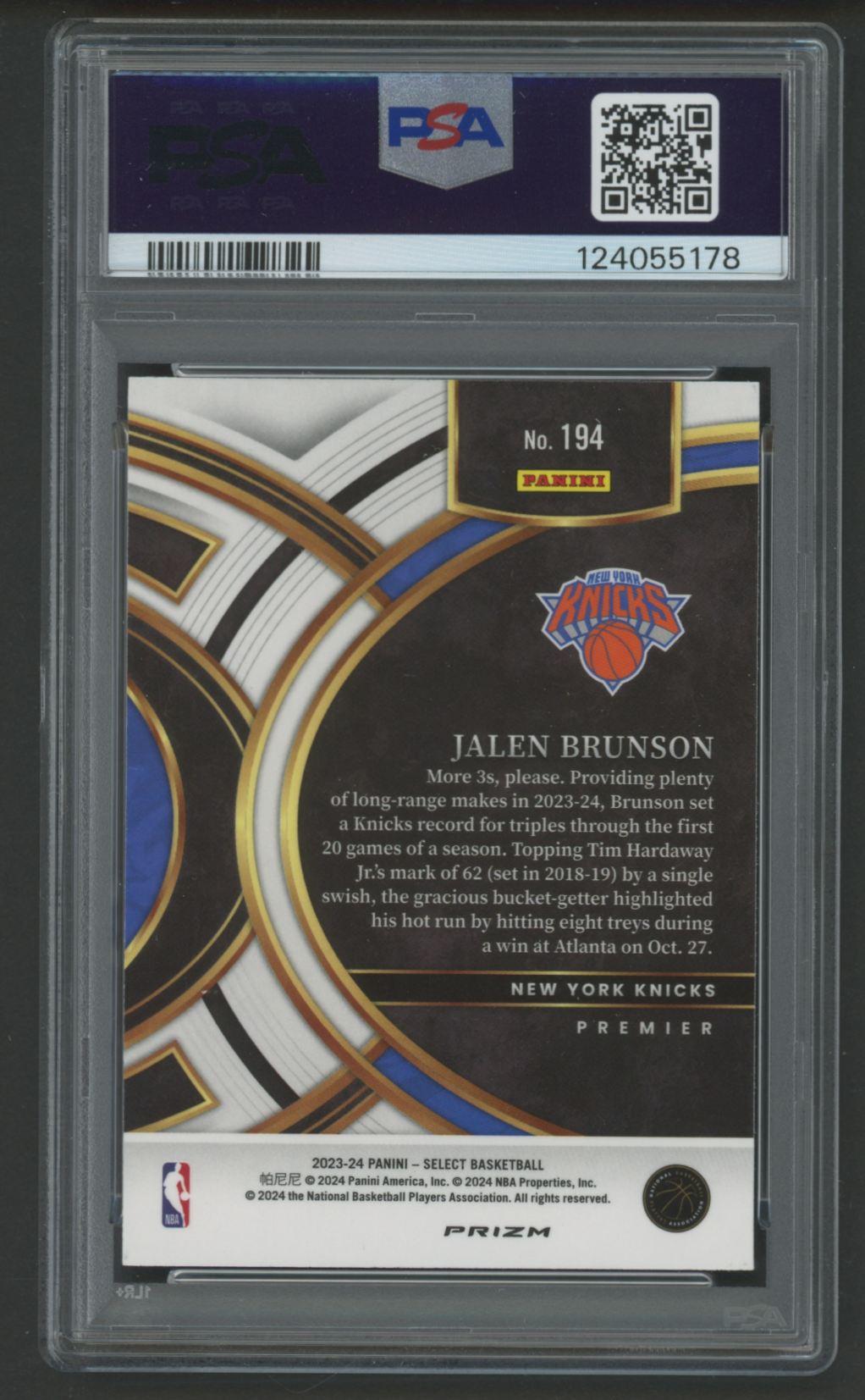 Jalen Brunson 2023 Select Scope #194 (PSA 10) at PristineAuction.com Jalen Brunson 2023 Select Scope #194 (PSA 10) at PristineAuction.com