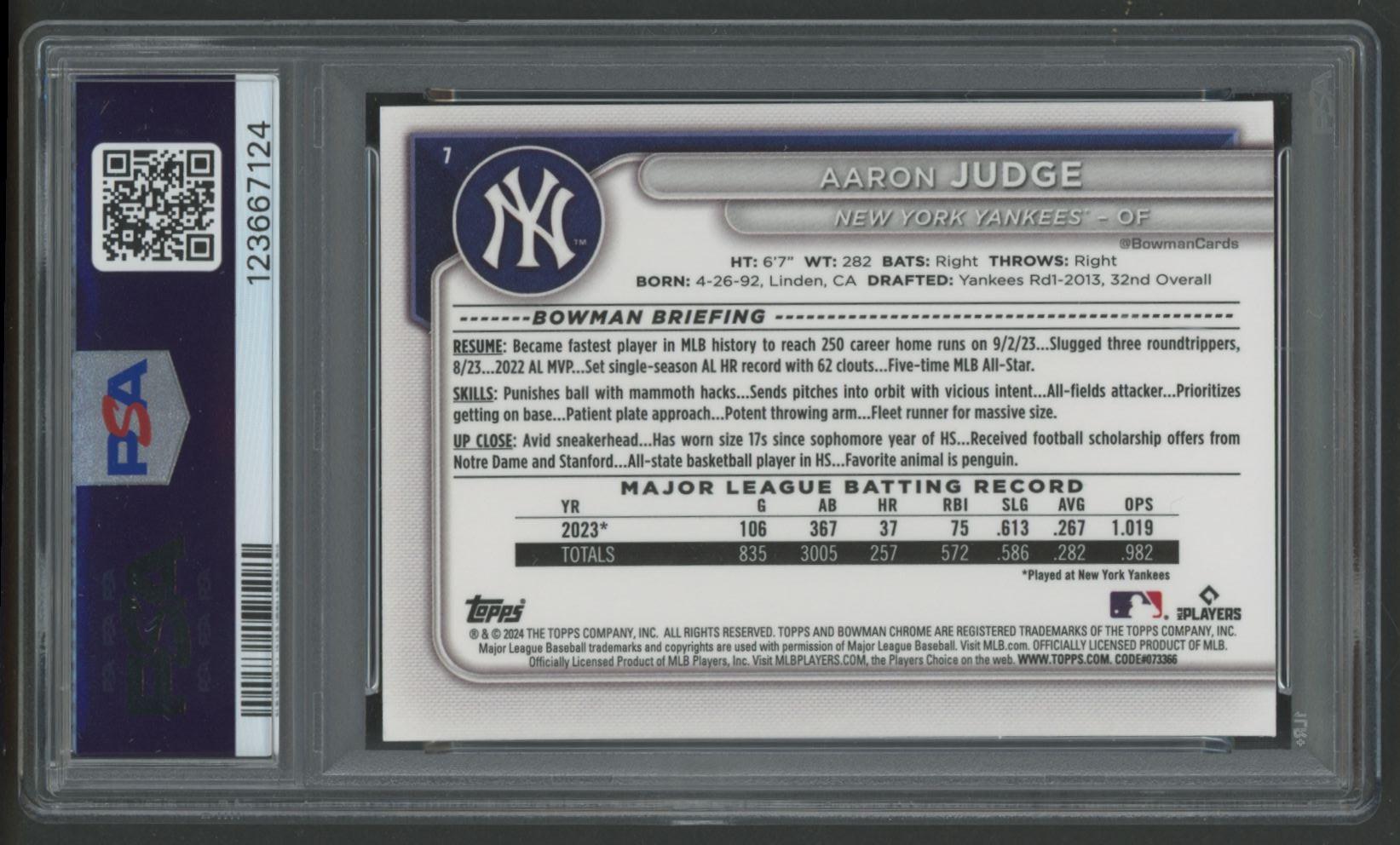 Aaron Judge 2024 Bowman Chrome Mega Box #7 (PSA 10) at PristineAuction.com Aaron Judge 2024 Bowman Chrome Mega Box #7 (PSA 10) at PristineAuction.com